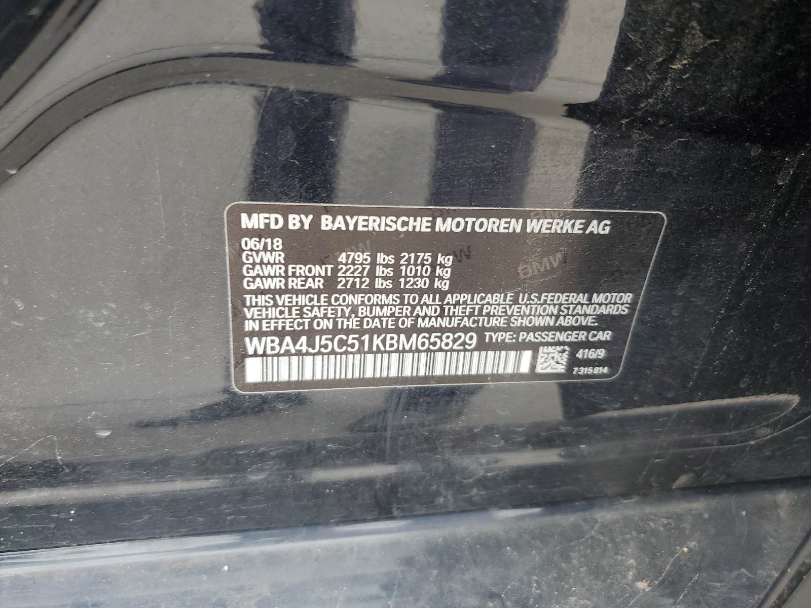 WBA4J5C51KBM65829 2019 BMW 440I Gran Coupe