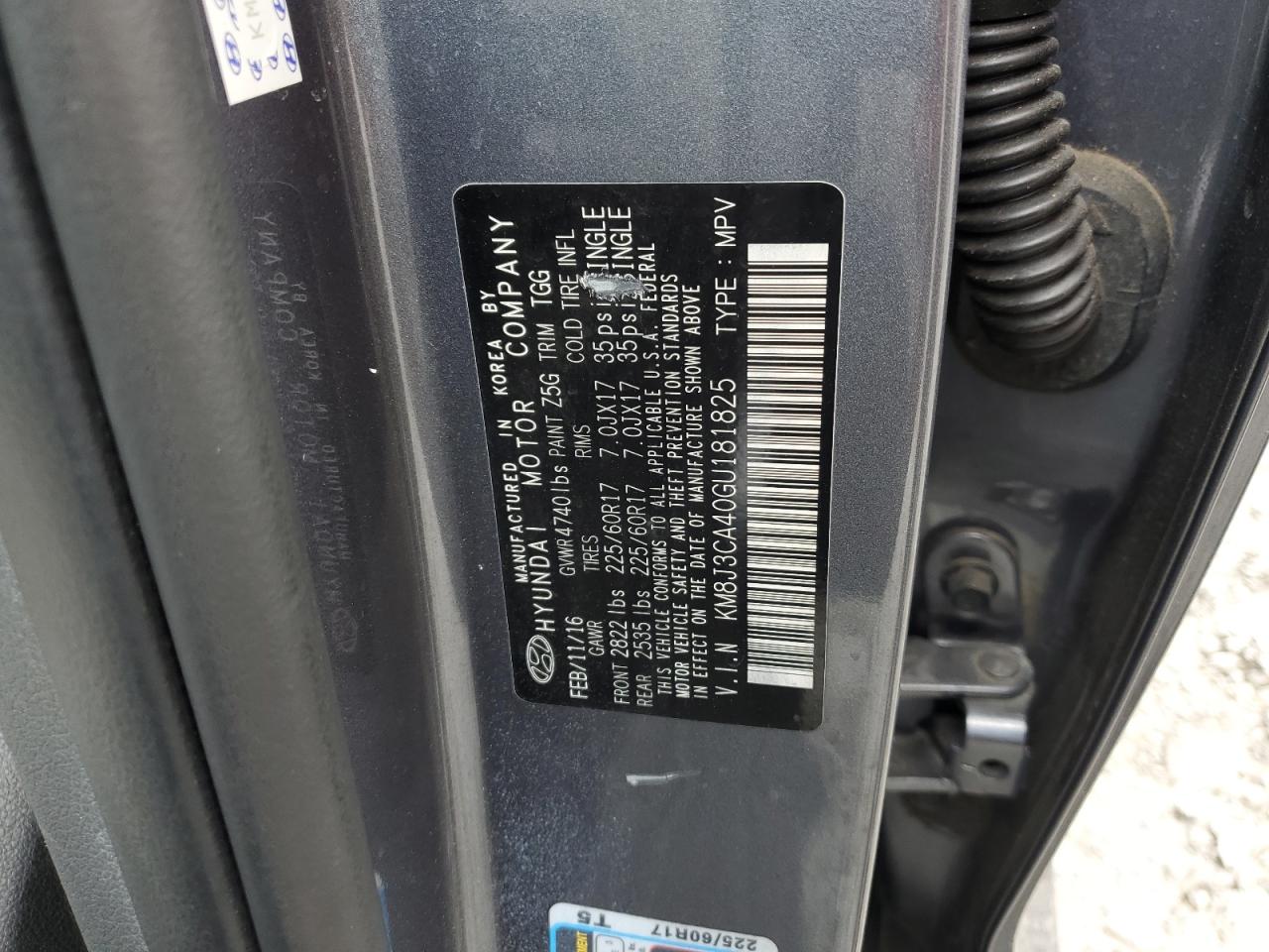 2016 Hyundai Tucson Limited VIN: KM8J3CA40GU181825 Lot: 63687294