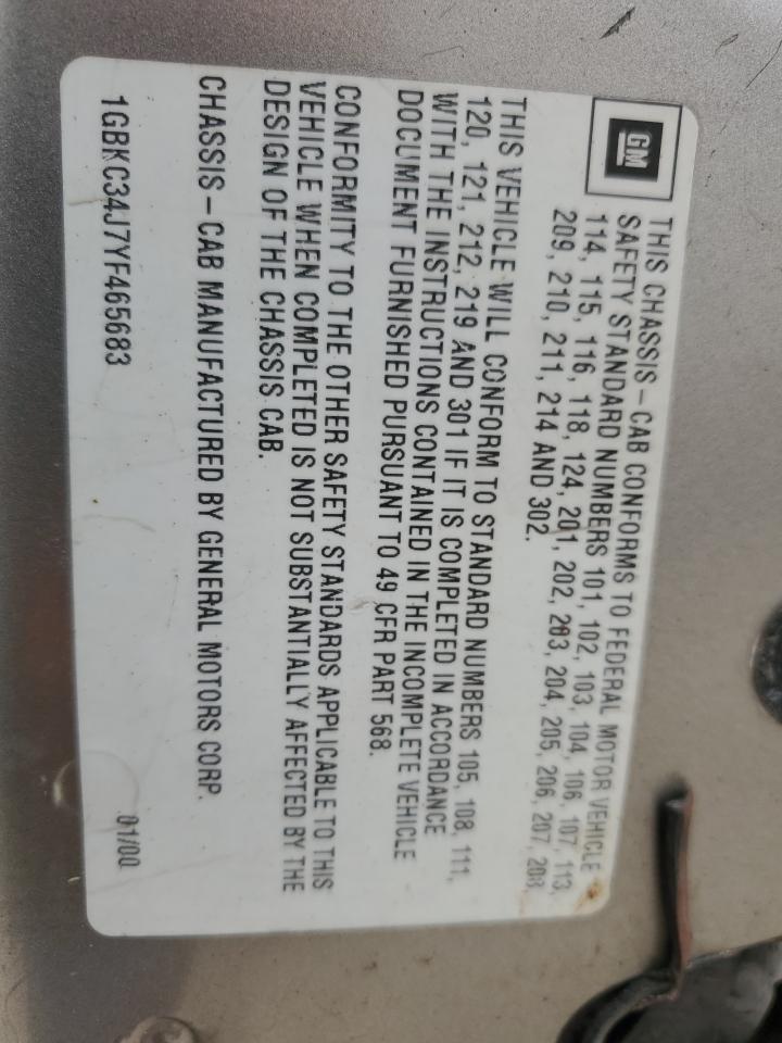 2000 Chevrolet Gmt-400 C3500-Hd VIN: 1GBKC34J7YF465683 Lot: 61756484