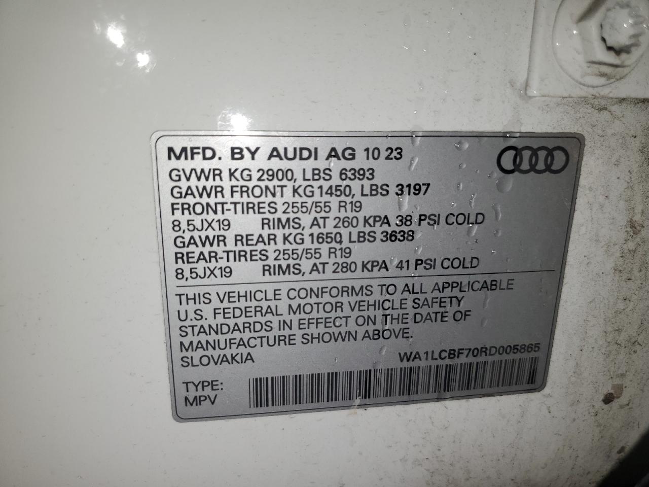 2024 Audi Q7 Premium Plus VIN: WA1LCBF70RD005865 Lot: 64818864