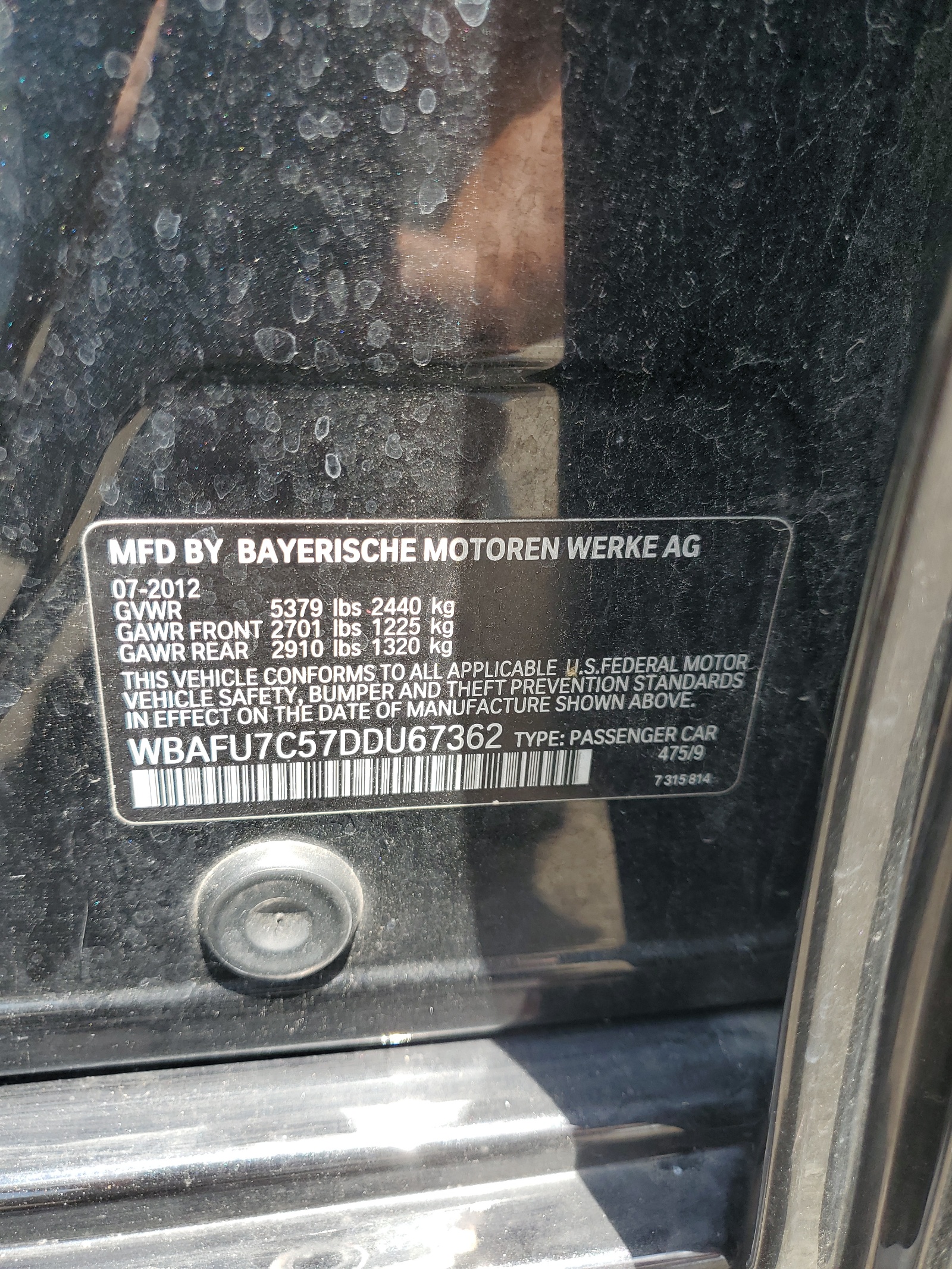 WBAFU7C57DDU67362 2013 BMW 535 Xi