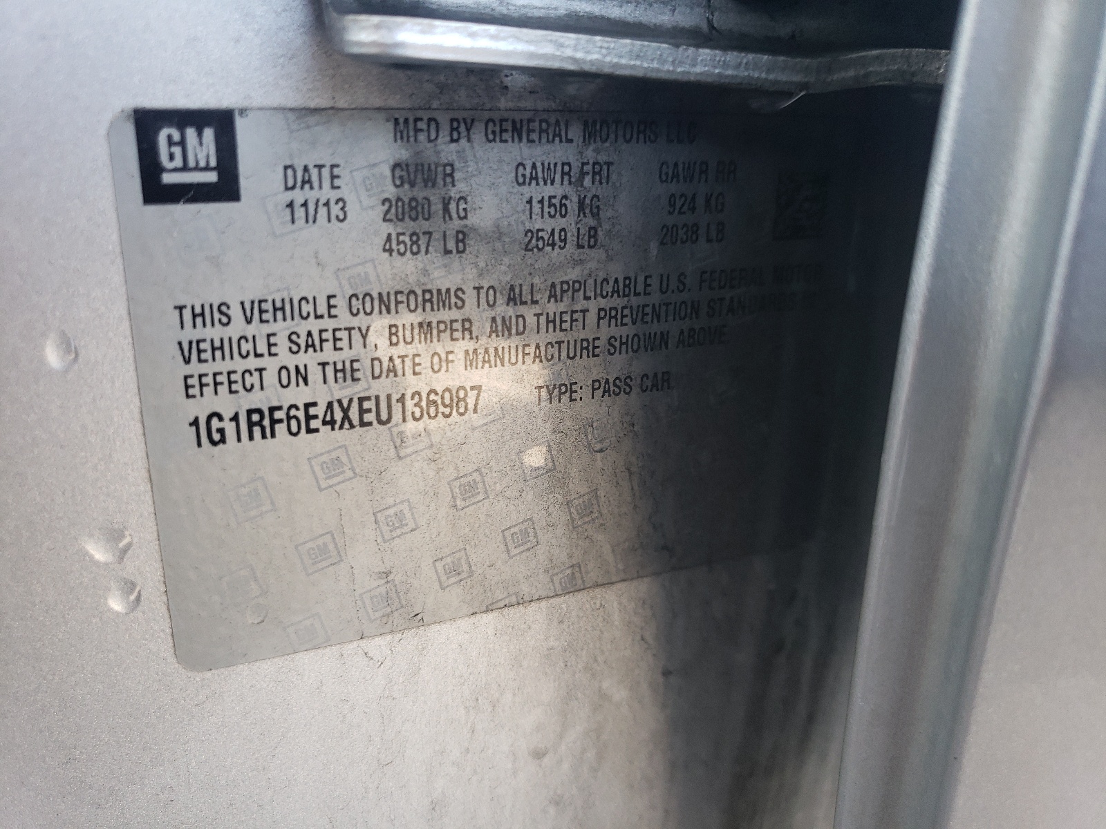 1G1RF6E4XEU136987 2014 Chevrolet Volt