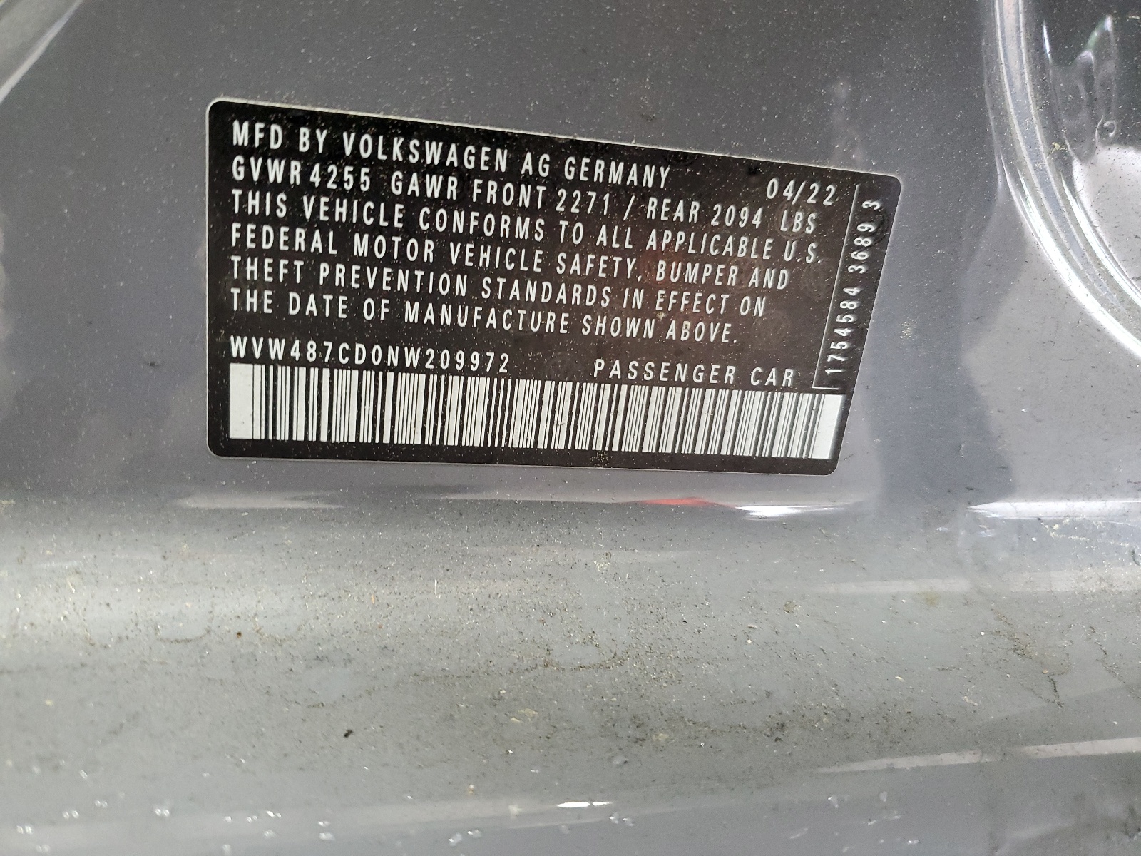 WVW487CD0NW209972 2022 Volkswagen Gti Se