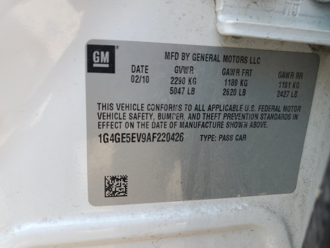 2010 Buick Lacrosse Cxs VIN: 1G4GE5EV9AF220426 Lot: 62910344
