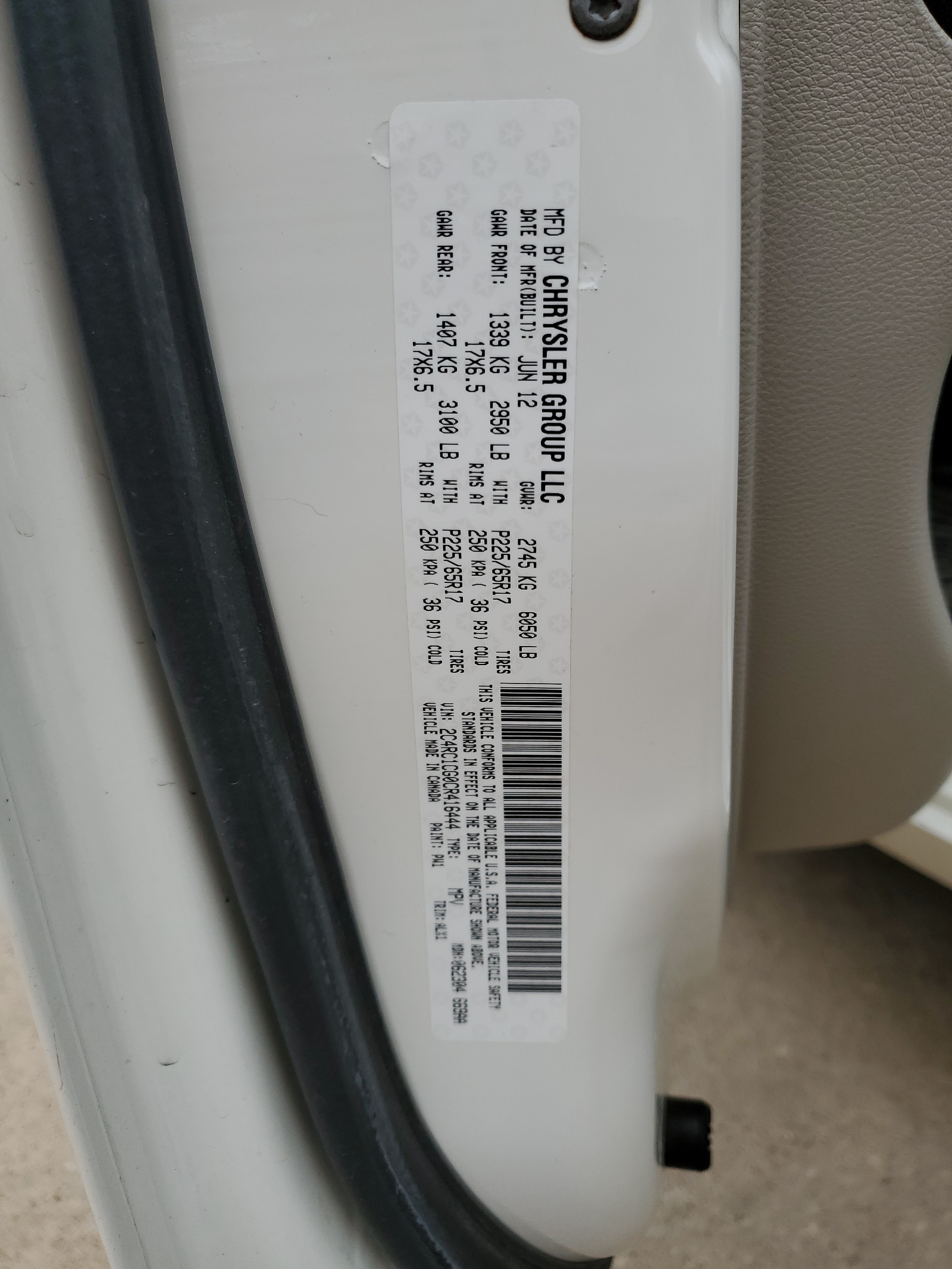 2C4RC1CG0CR416444 2012 Chrysler Town & Country Touring L