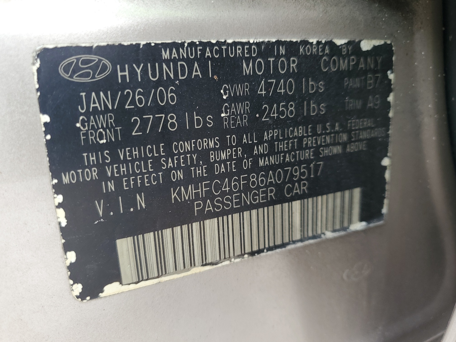 KMHFC46F86A079517 2006 Hyundai Azera Se