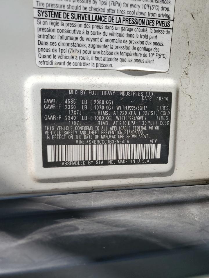 2011 Subaru Outback 2.5I Premium VIN: 4S4BRCCC1B3359456 Lot: 61412614