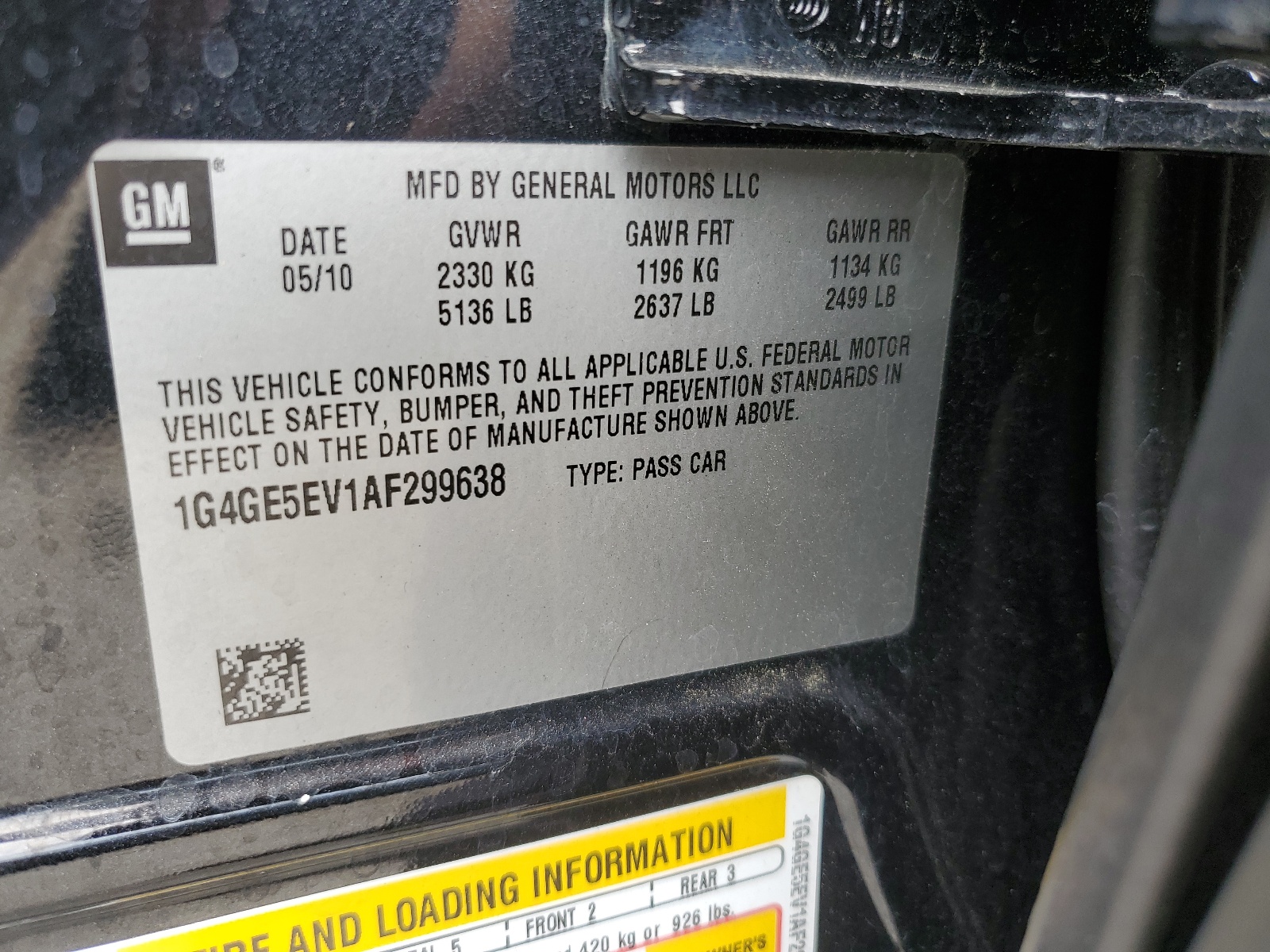 1G4GE5EV1AF299638 2010 Buick Lacrosse Cxs