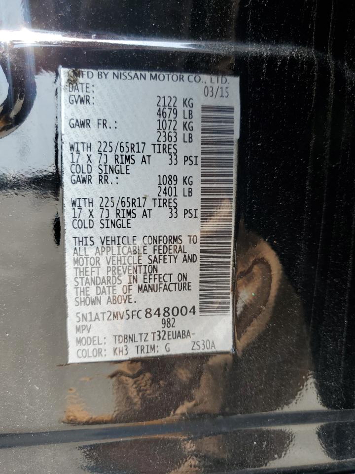 2015 Nissan Rogue S VIN: 5N1AT2MV5FC848004 Lot: 64849174