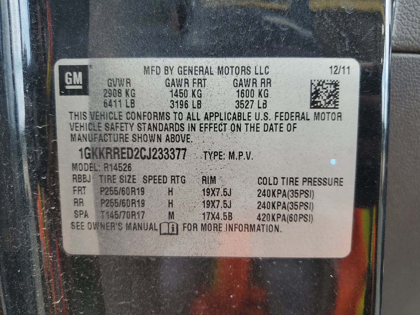 1GKKRRED2CJ233377 2012 GMC Acadia Slt-1