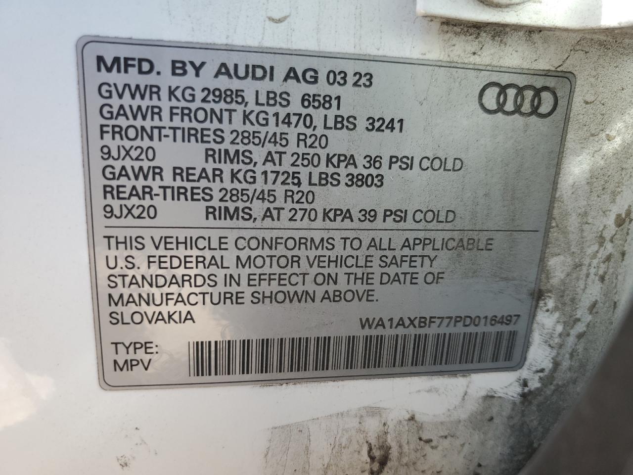 WA1AXBF77PD016497 2023 Audi Q7 Premium