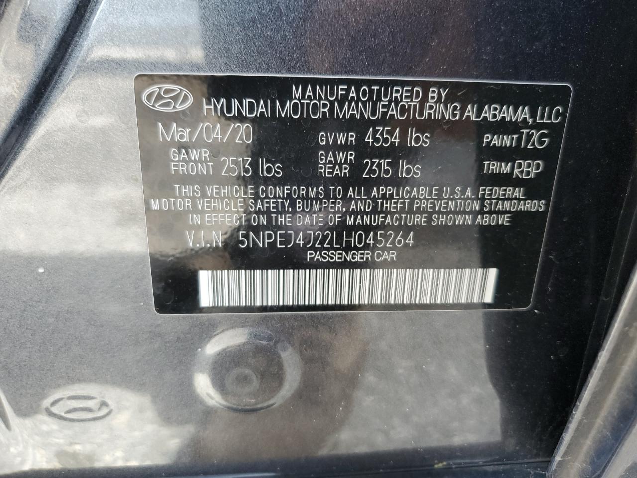 2020 Hyundai Sonata Sel Plus VIN: 5NPEJ4J22LH045264 Lot: 63853714