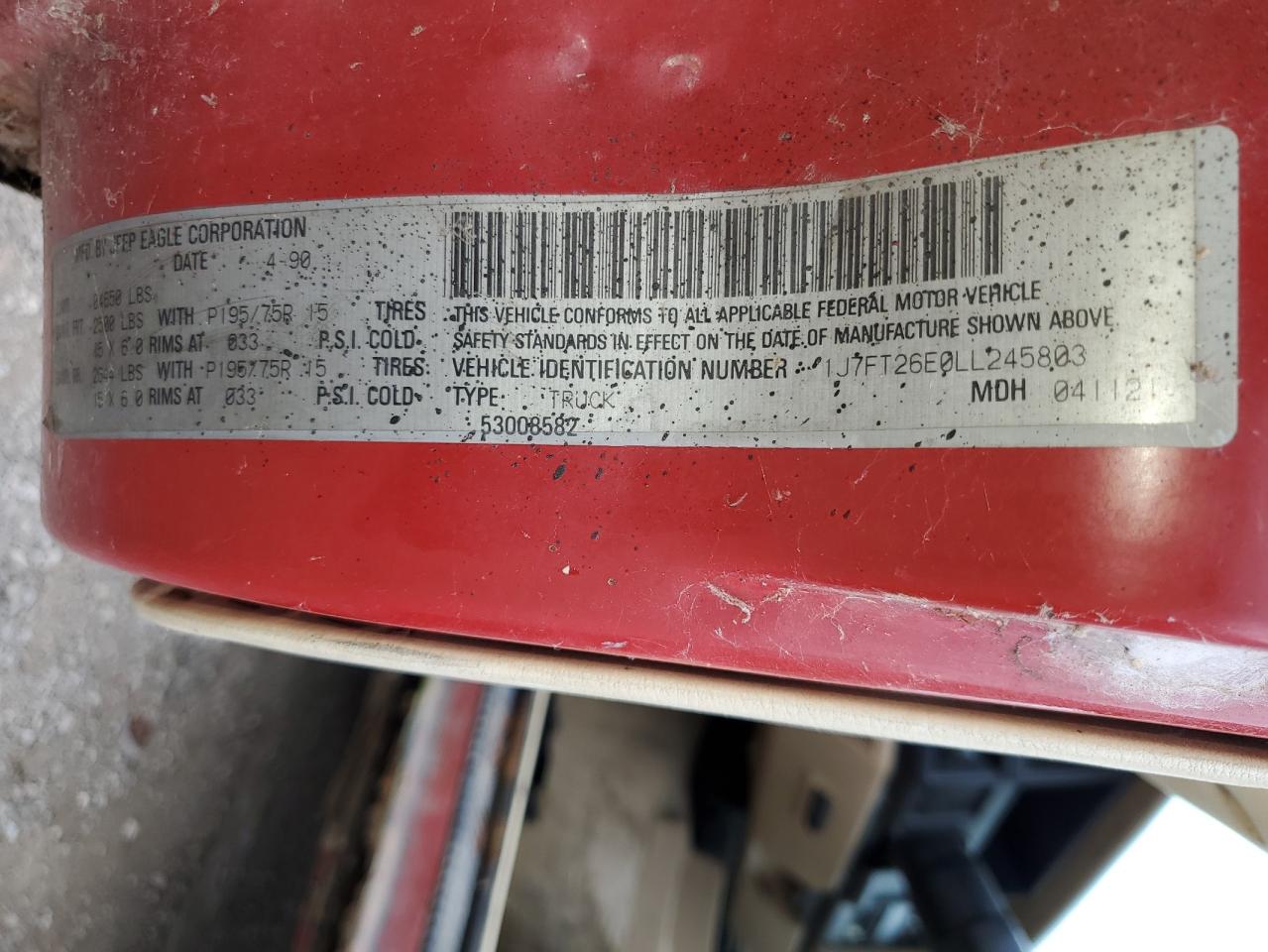 1J7FT26E0LL245803 1990 Jeep Comanche