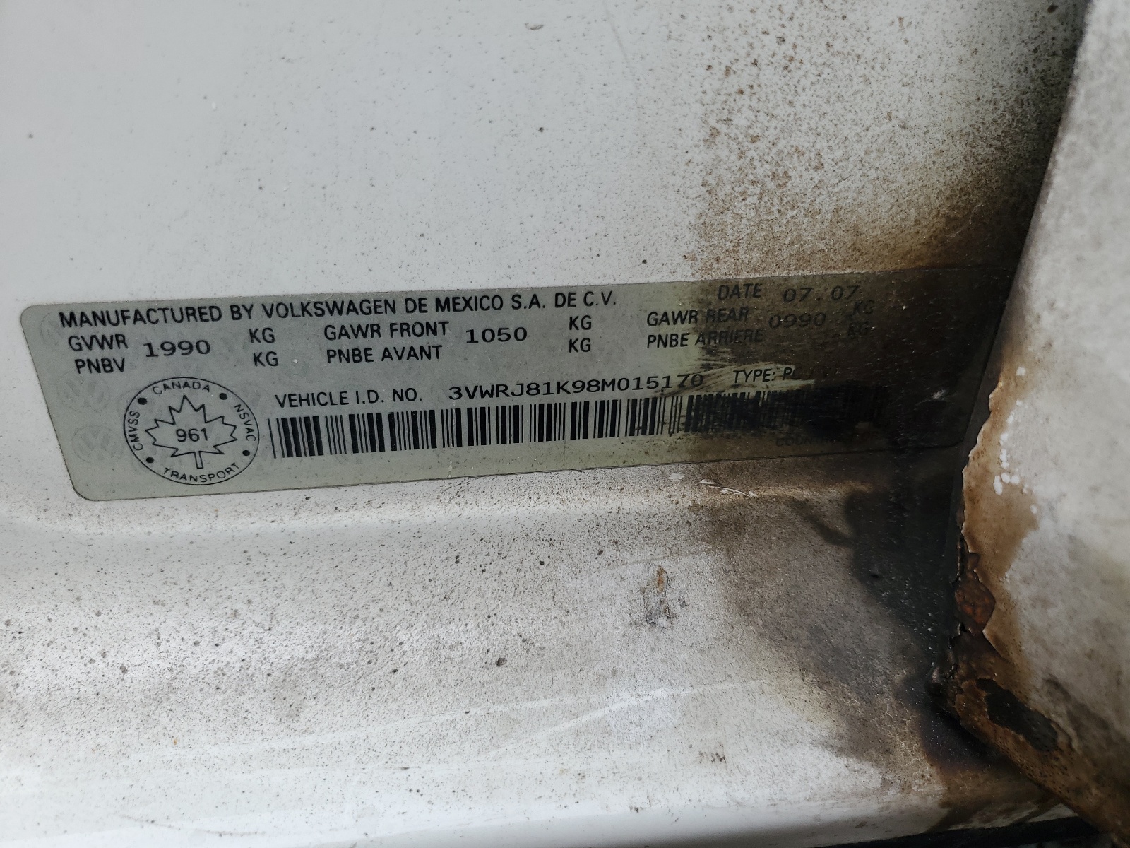 3VWRJ81K98M015170 2008 Volkswagen Jetta Wolfsburg