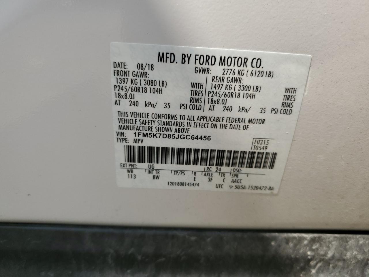 1FM5K7D85JGC64456 2018 FORD EXPLORER - Image 13