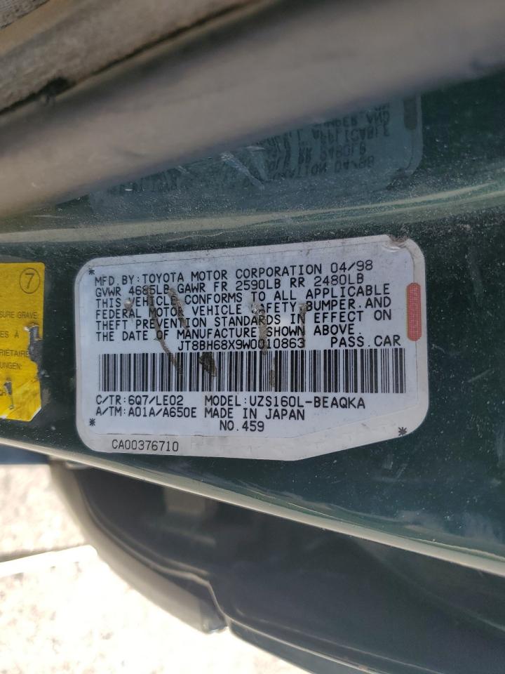 1998 Lexus Gs 400 VIN: JT8BH68X9W0010863 Lot: 63784204