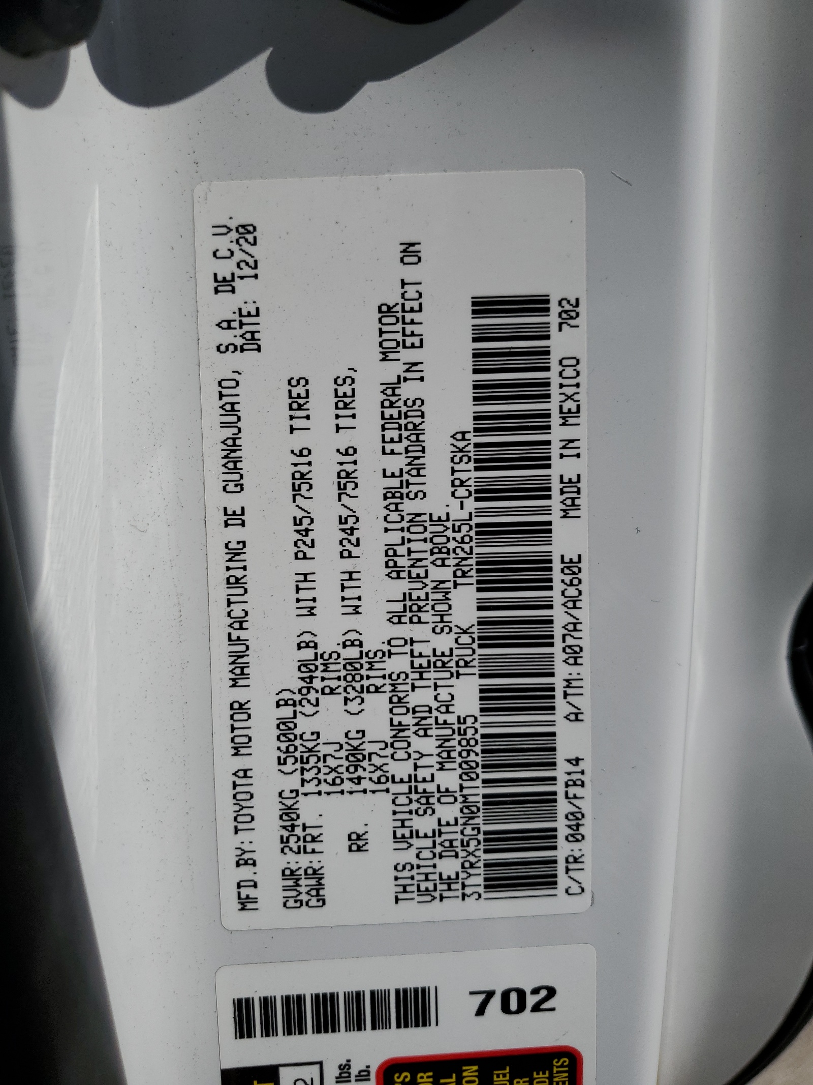 3TYRX5GN0MT009855 2021 Toyota Tacoma Access Cab