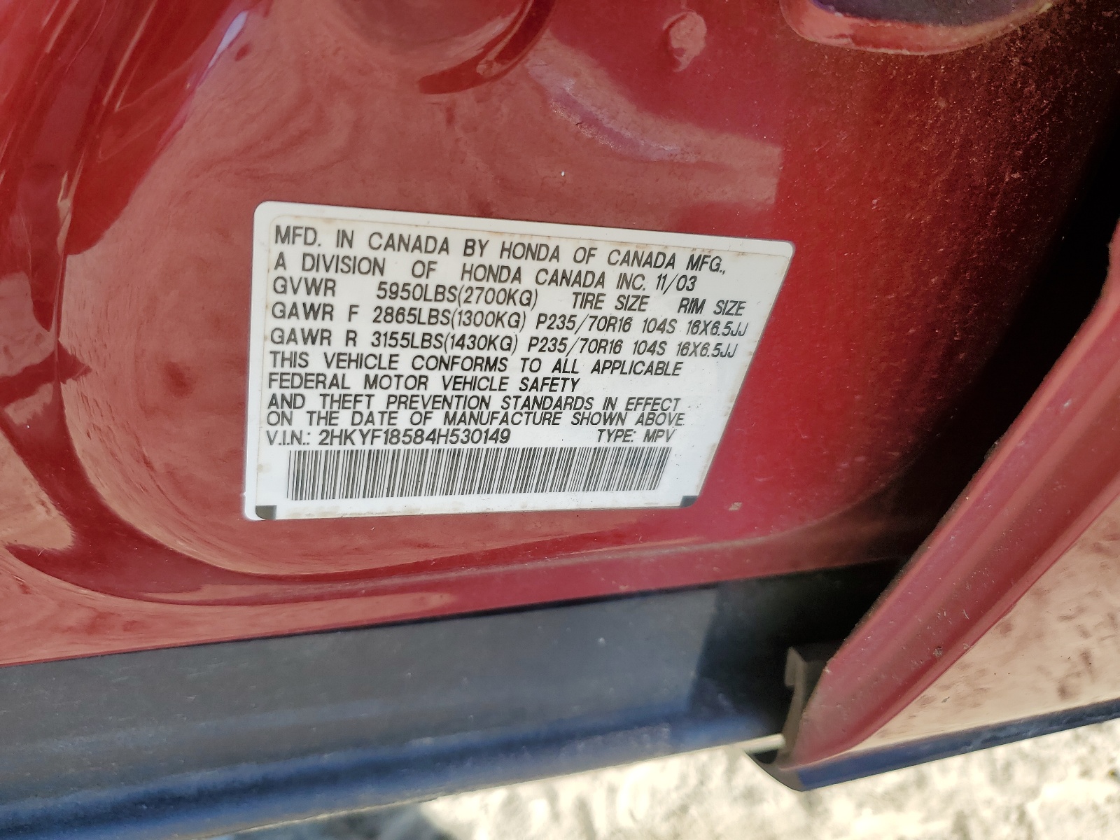 2HKYF18584H530149 2004 Honda Pilot Exl