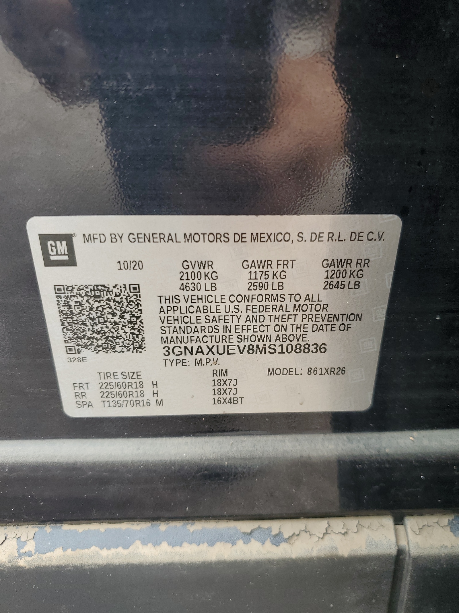 3GNAXUEV8MS108836 2021 Chevrolet Equinox Lt