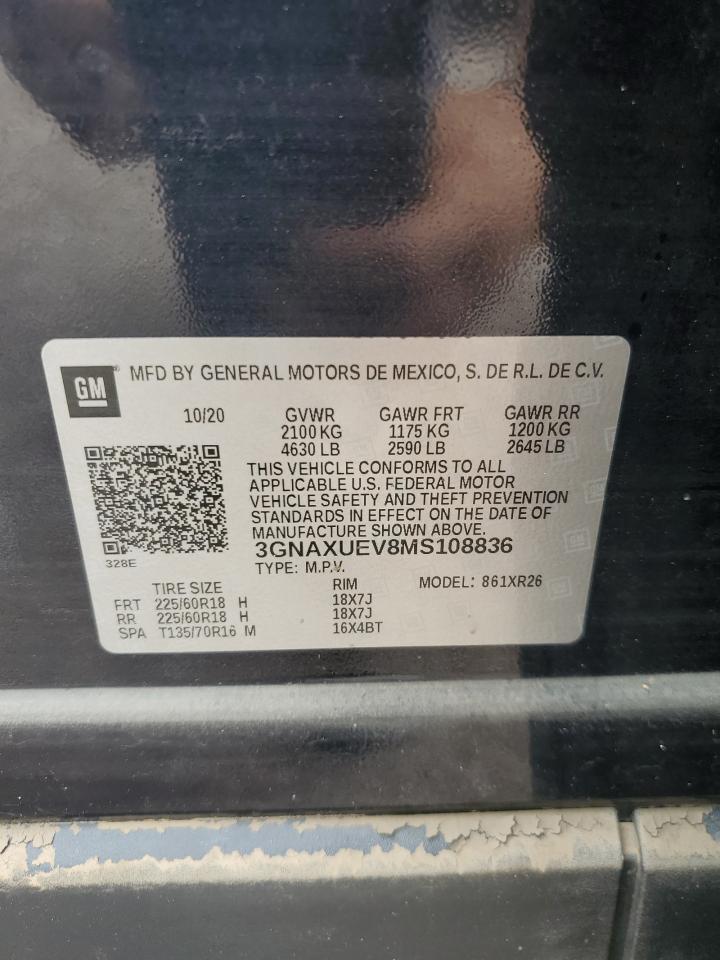 2021 Chevrolet Equinox Lt VIN: 3GNAXUEV8MS108836 Lot: 61248664