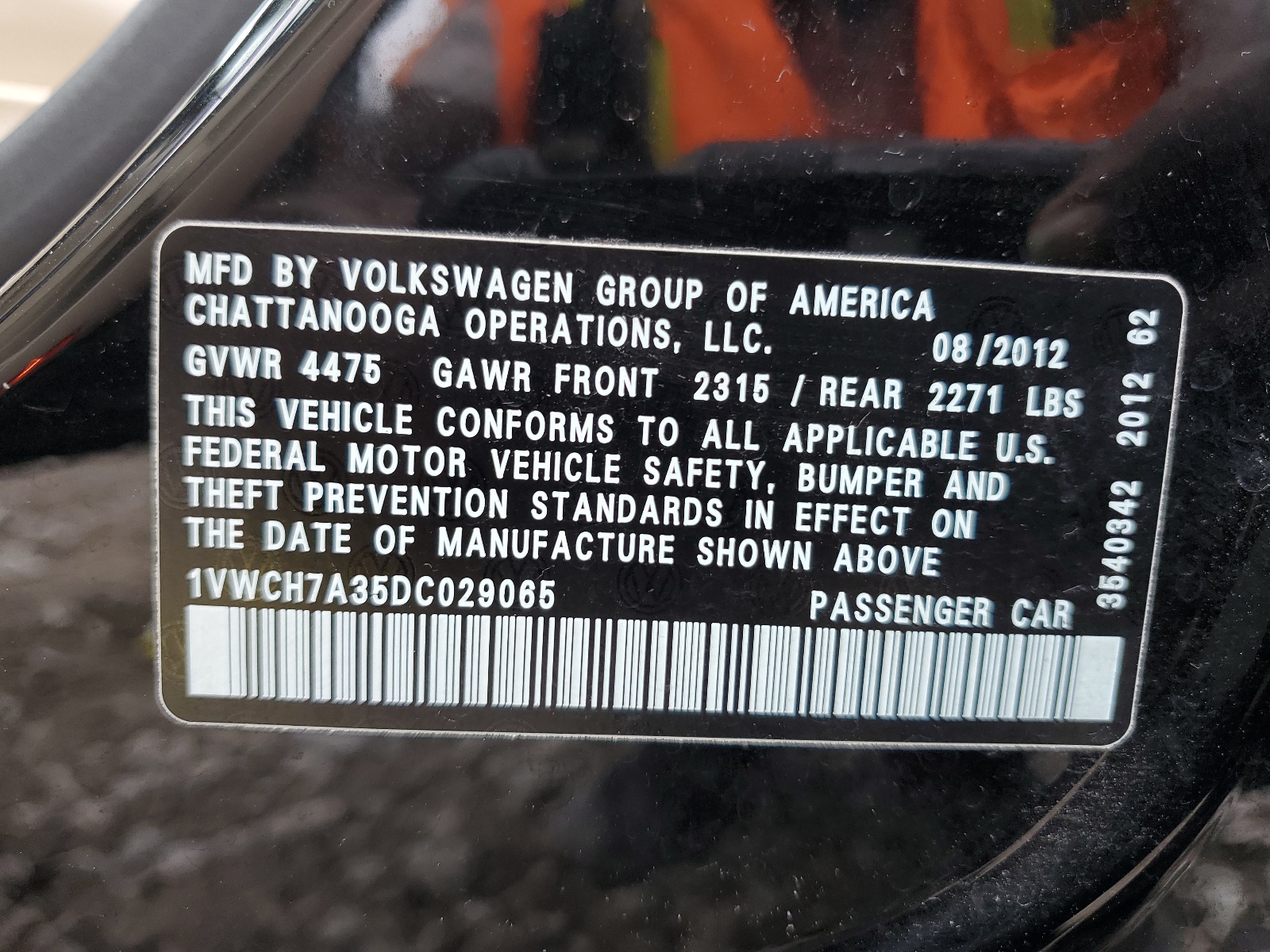 1VWCH7A35DC029065 2013 Volkswagen Passat Sel