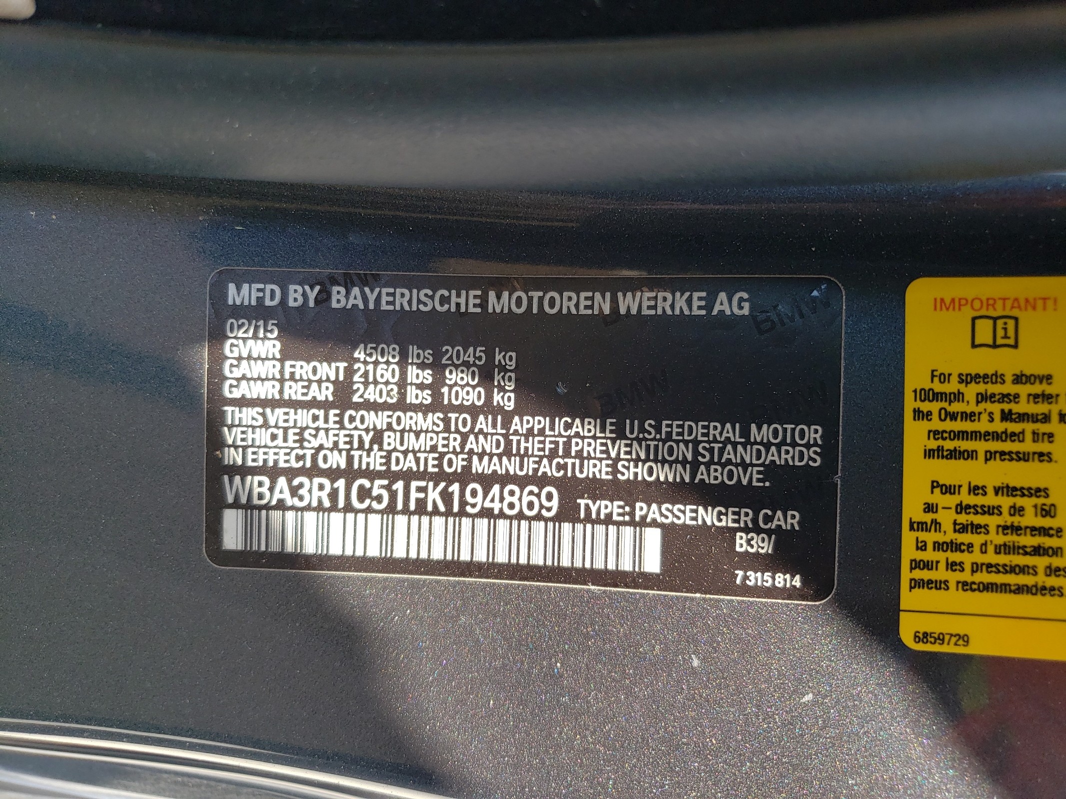 WBA3R1C51FK194869 2015 BMW 435 I