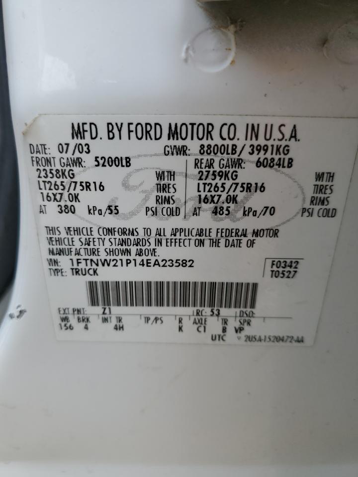 1FTNW21P14EA23582 2004 Ford F250 Super Duty