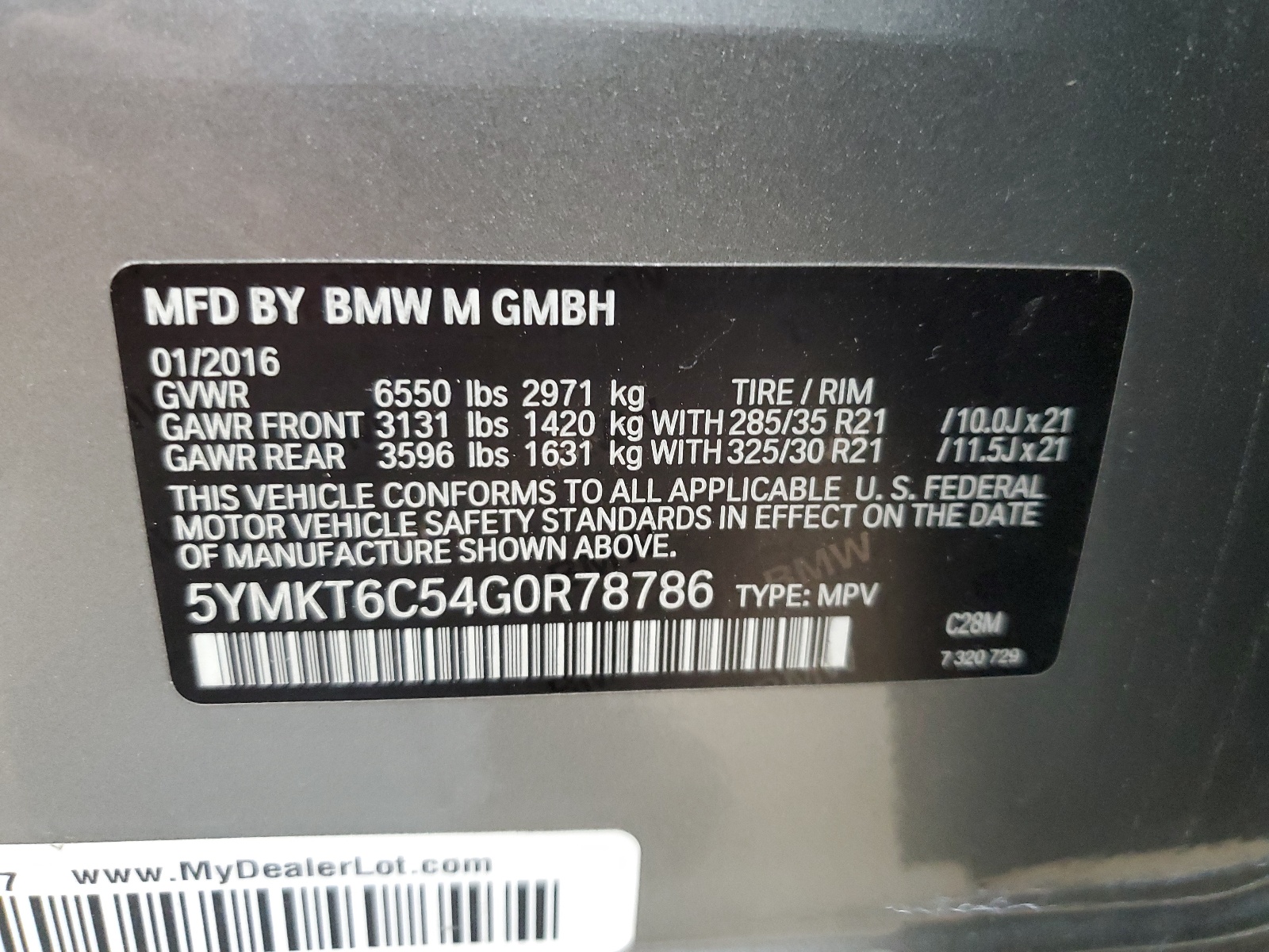 5YMKT6C54G0R78786 2016 BMW X5 M