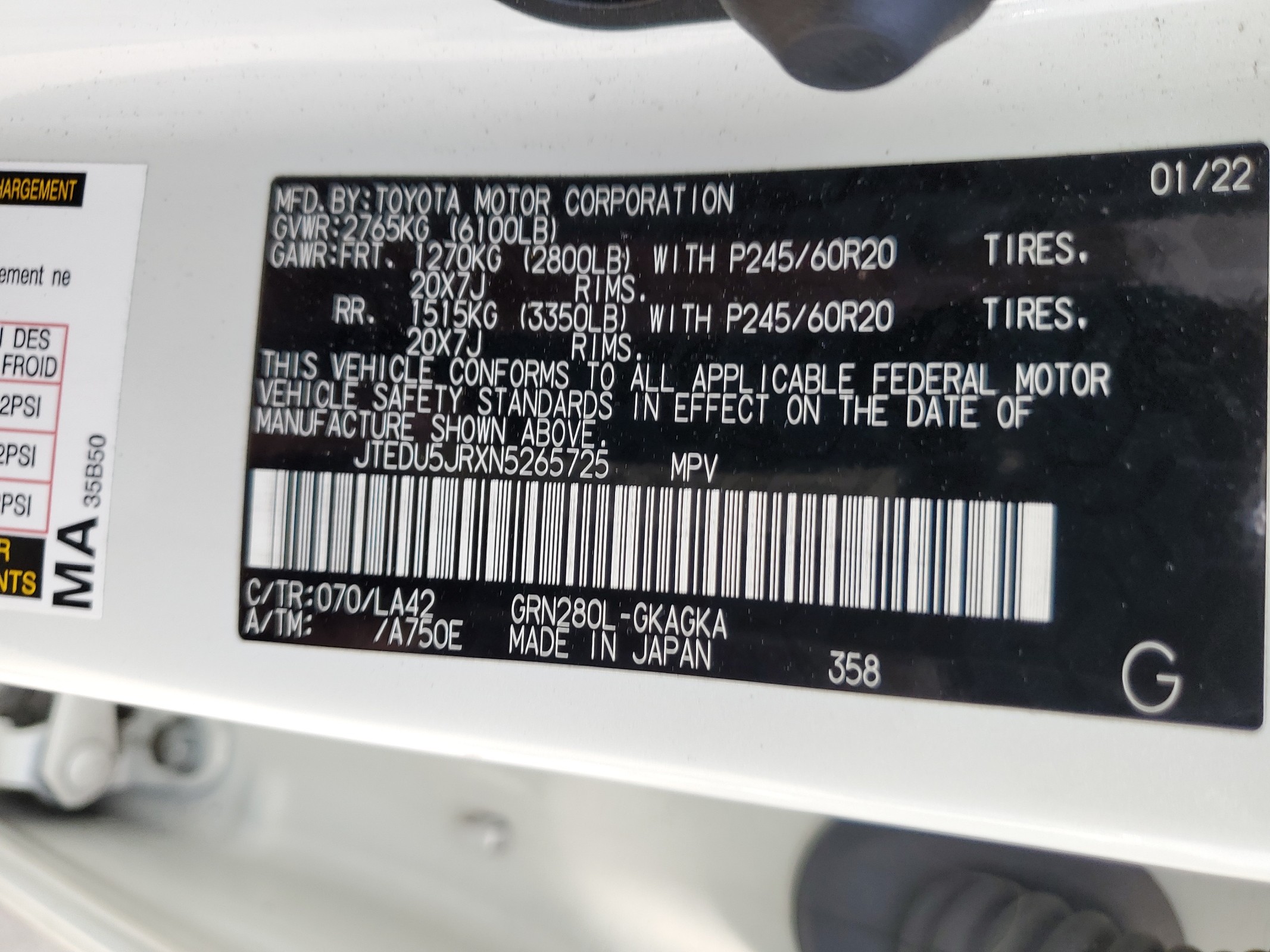 JTEDU5JRXN5265725 2022 Toyota 4Runner Night Shade