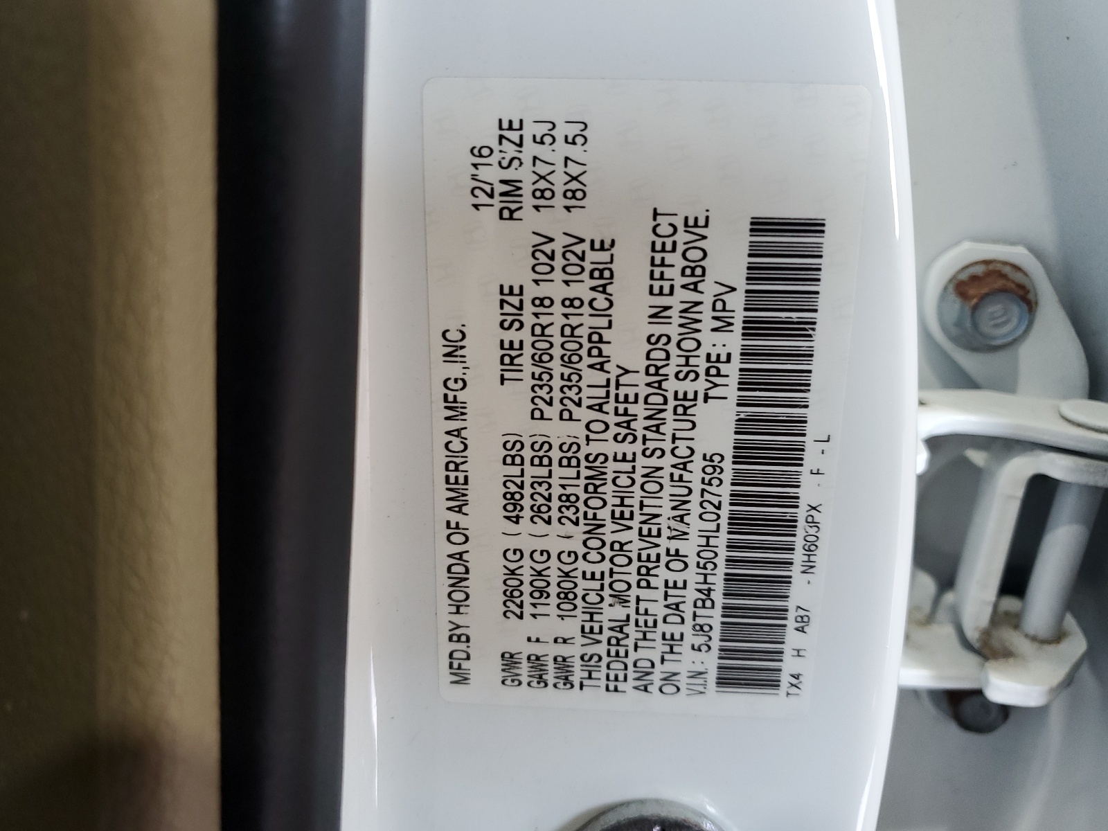 5J8TB4H50HL027595 2017 Acura Rdx Technology