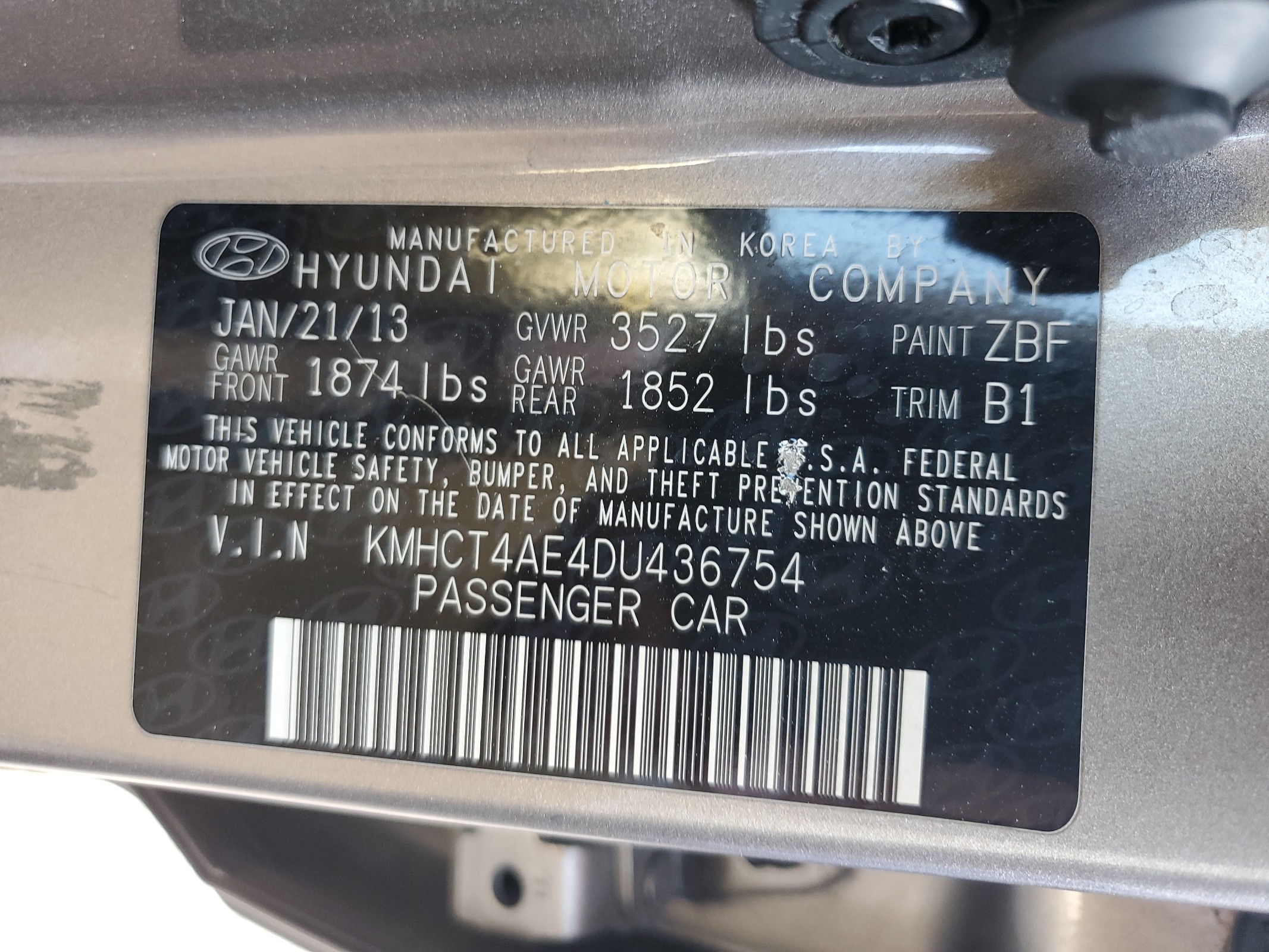 KMHCT4AE4DU436754 2013 Hyundai Accent Gls