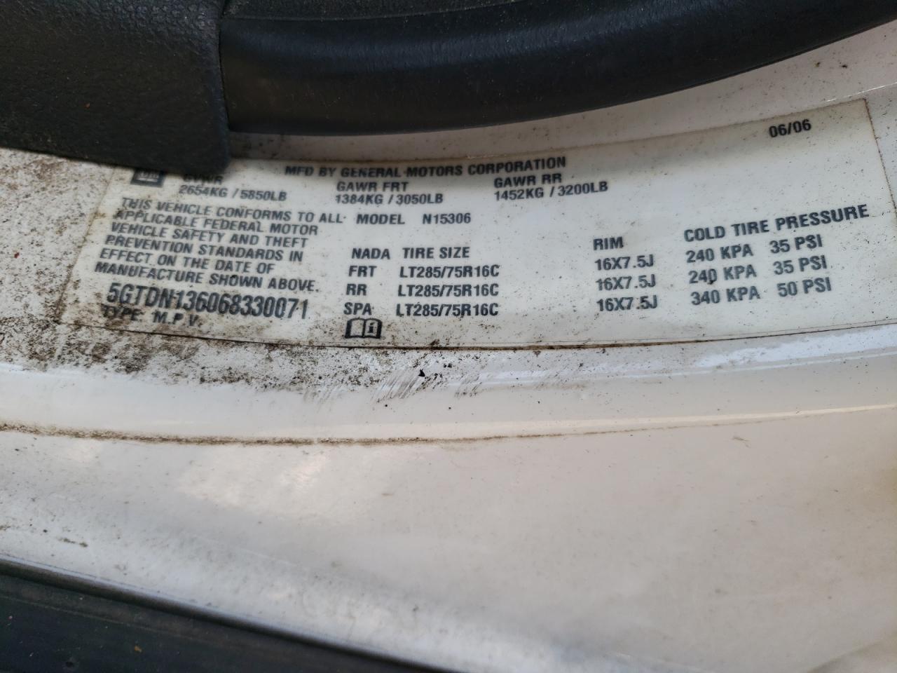 2006 Hummer H3 VIN: 5GTDN136068330071 Lot: 60903304