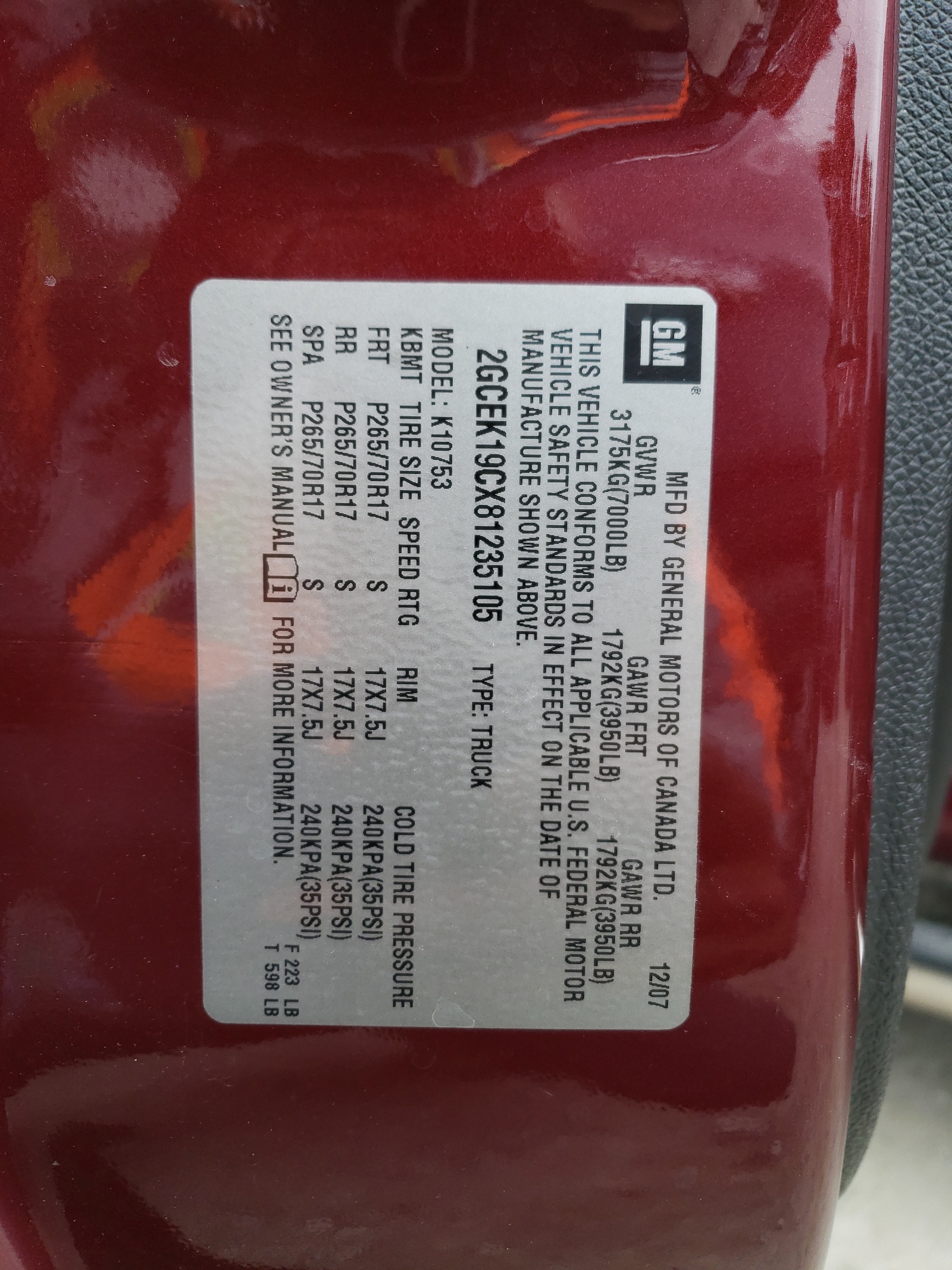 2GCEK19CX81235105 2008 Chevrolet Silverado K1500