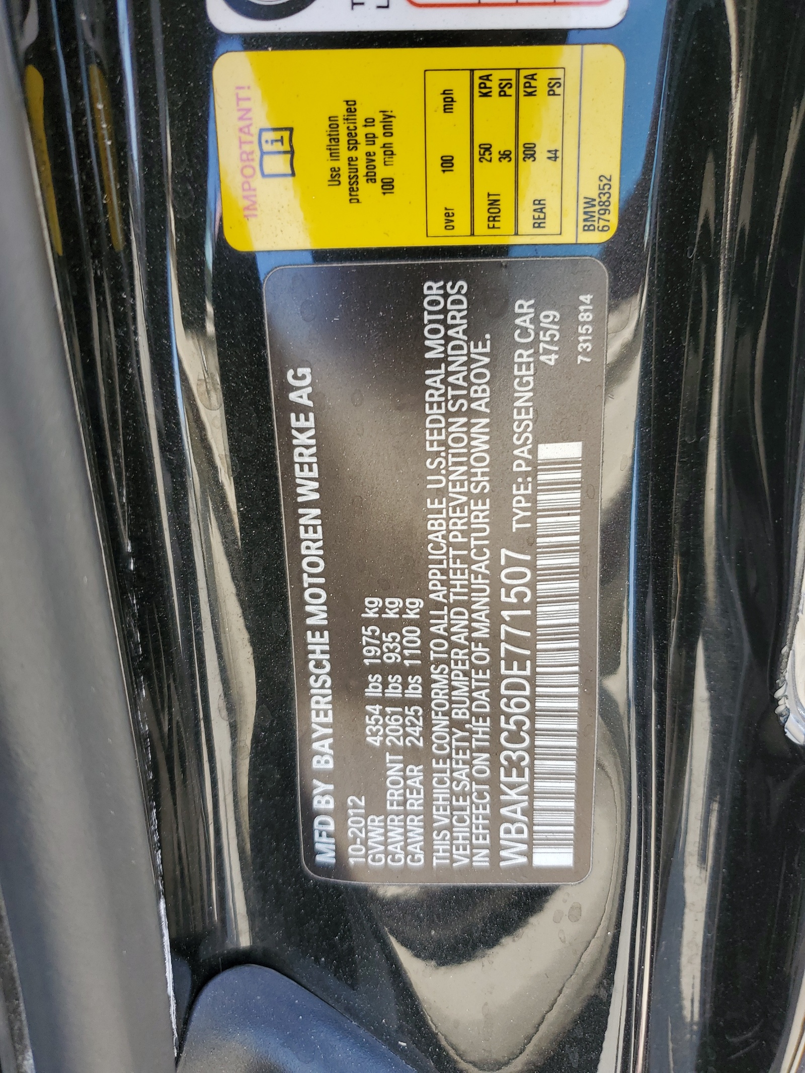 WBAKE3C56DE771507 2013 BMW 328 I