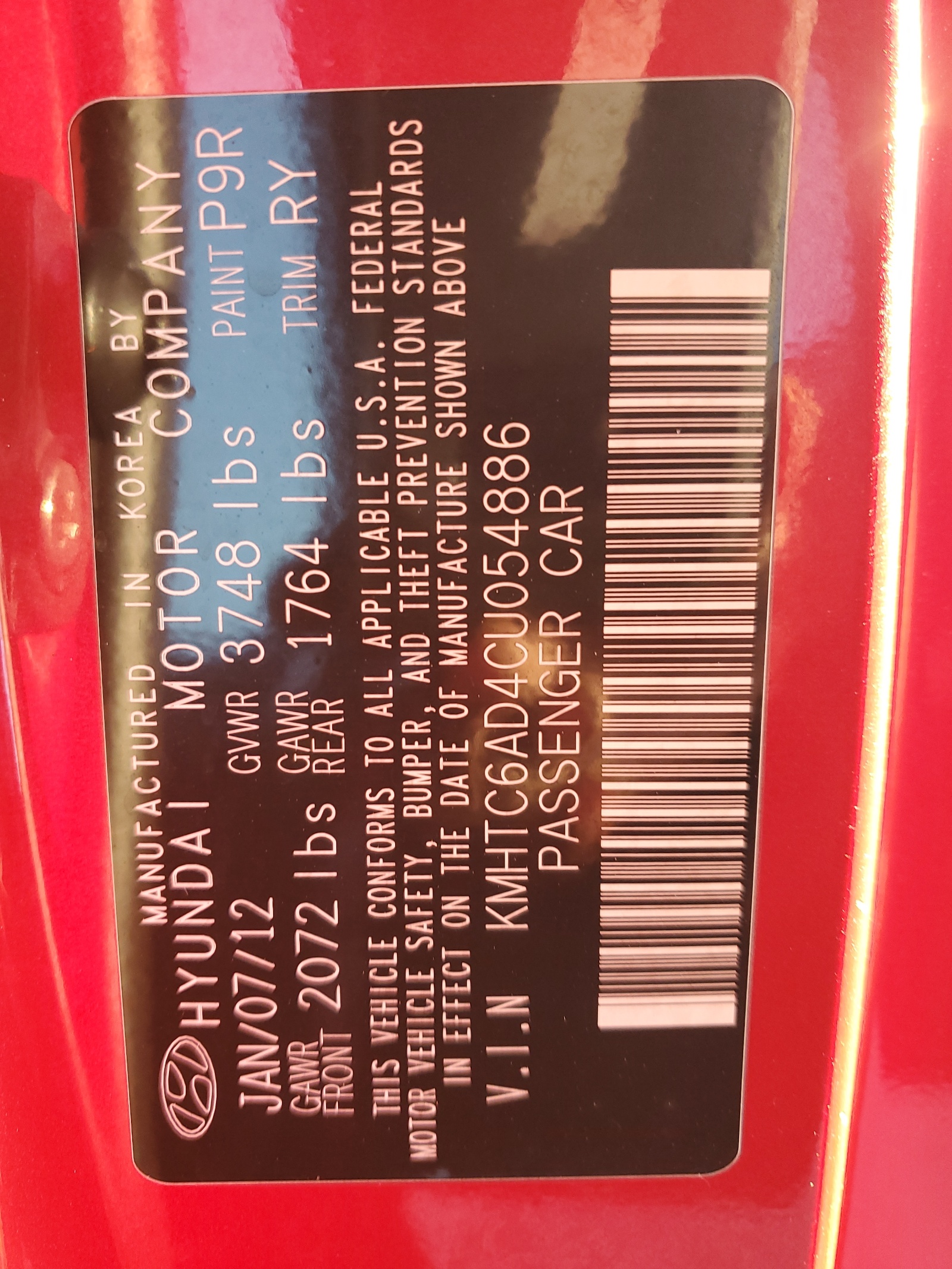 KMHTC6AD4CU054886 2012 Hyundai Veloster