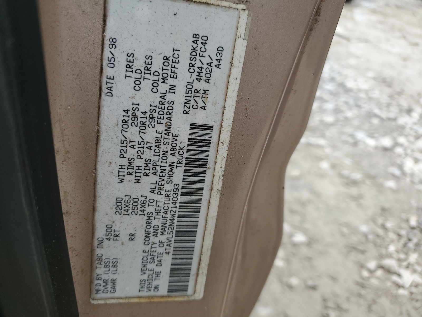 4TAVL52N4WZ140393 1998 Toyota Tacoma Xtracab