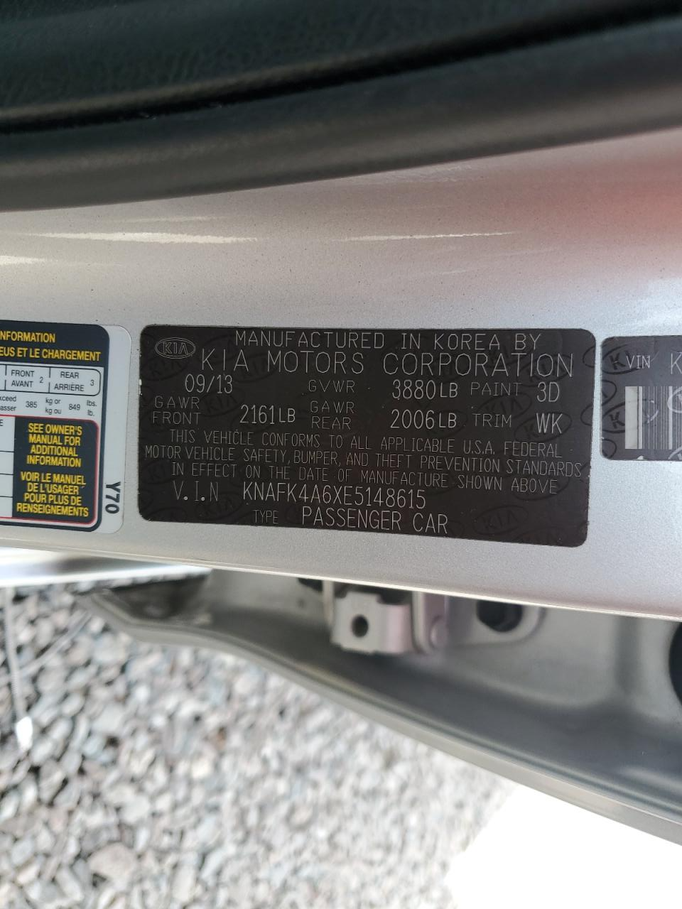 KNAFK4A6XE5148615 2014 Kia Forte Lx