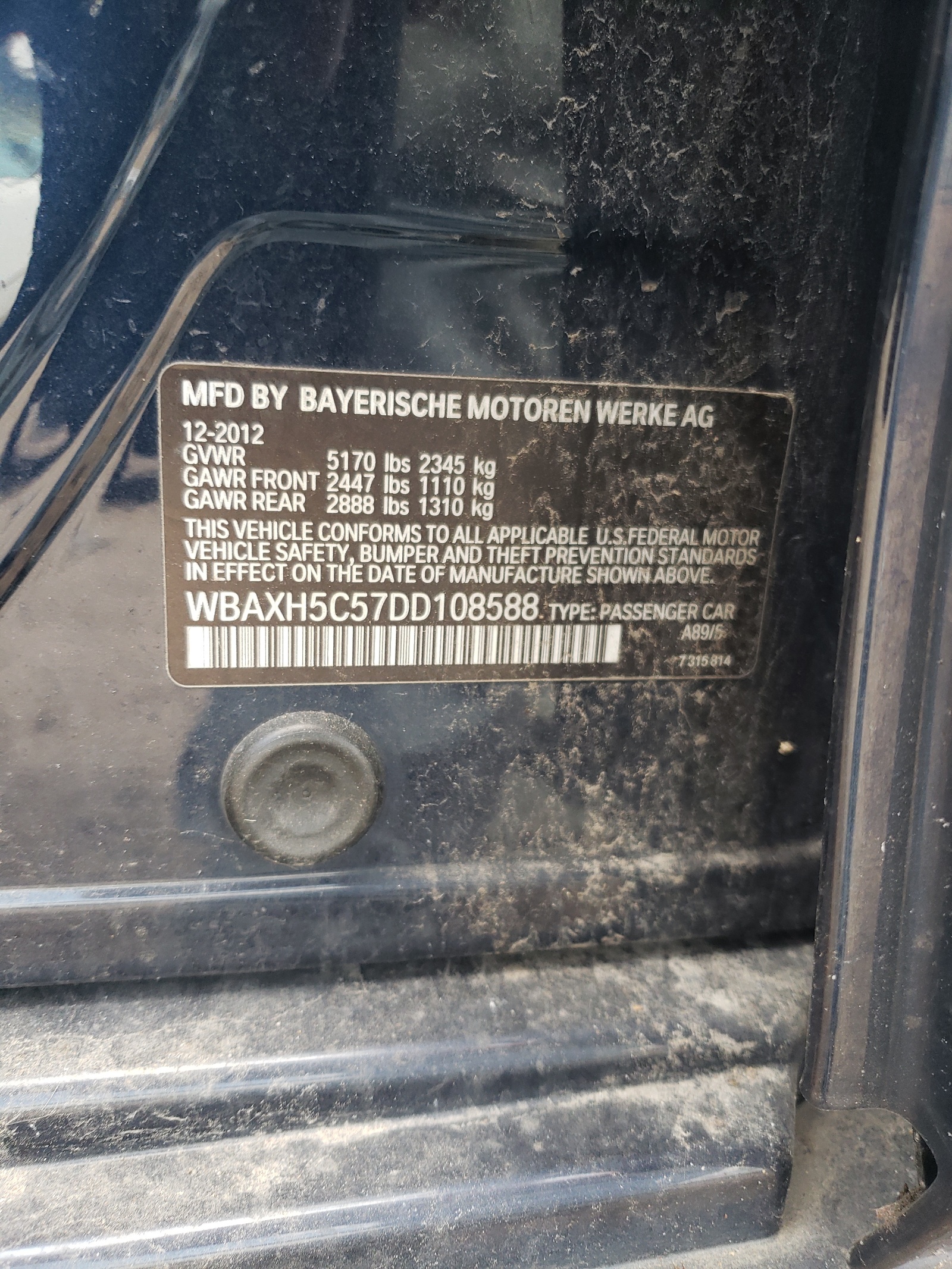 WBAXH5C57DD108588 2013 BMW 528 Xi