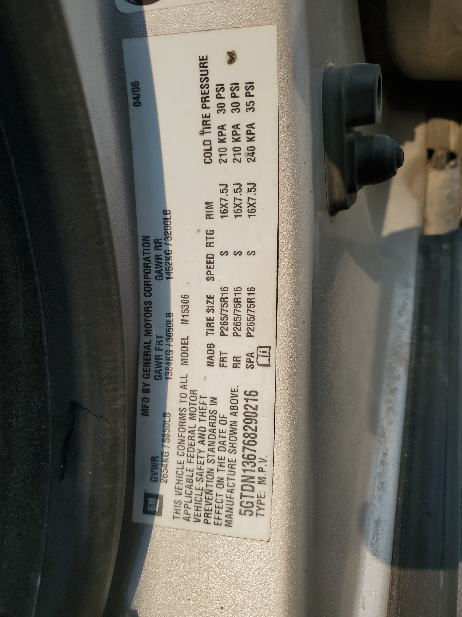 5GTDN136768290216 2006 Hummer H3