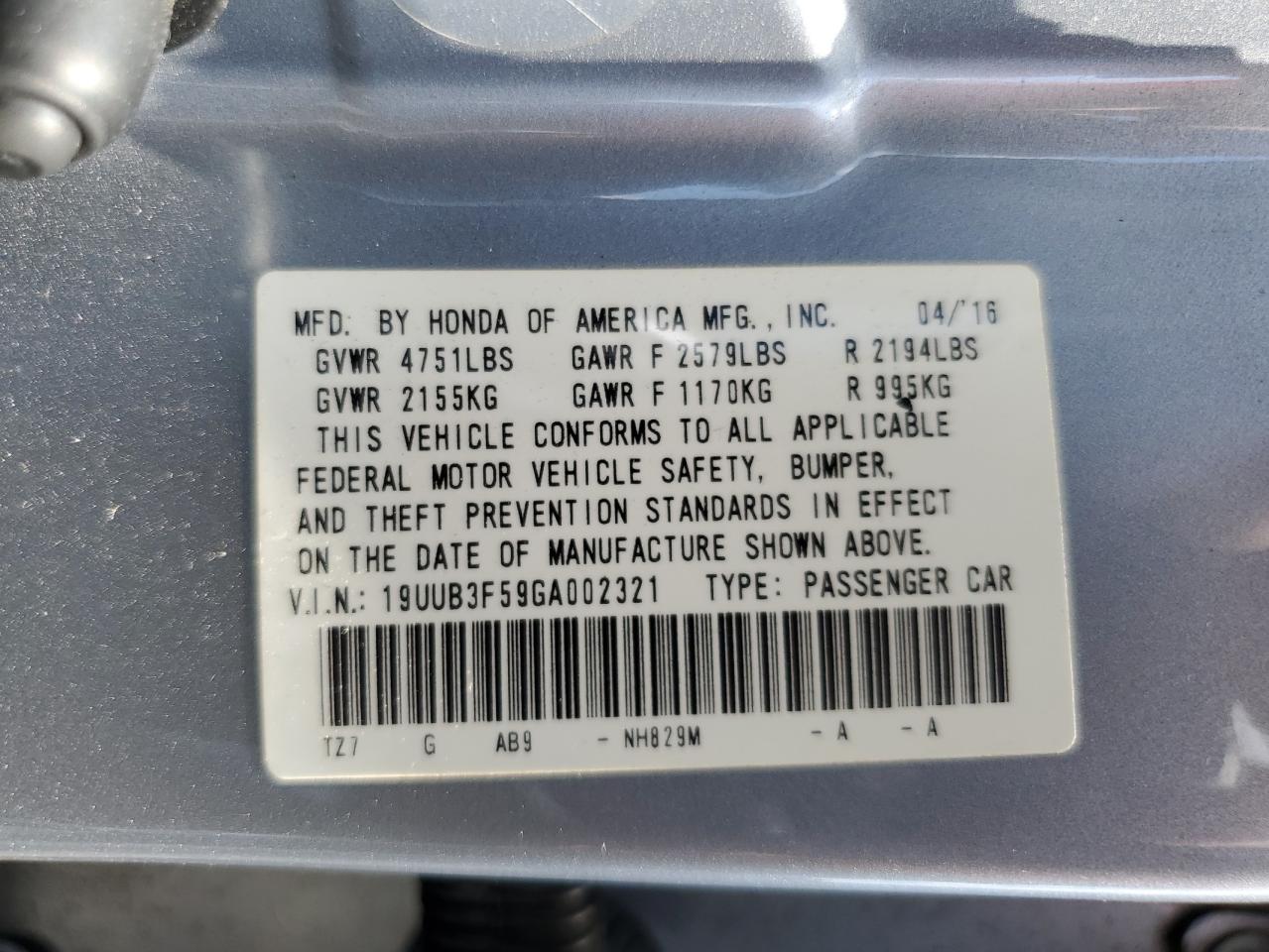 2016 Acura Tlx Tech VIN: 19UUB3F59GA002321 Lot: 62227974