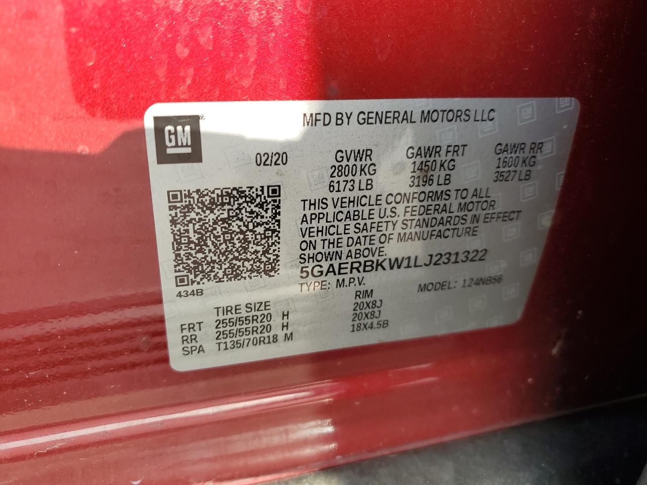 2020 Buick Enclave Essence VIN: 5GAERBKW1LJ231322 Lot: 63131874