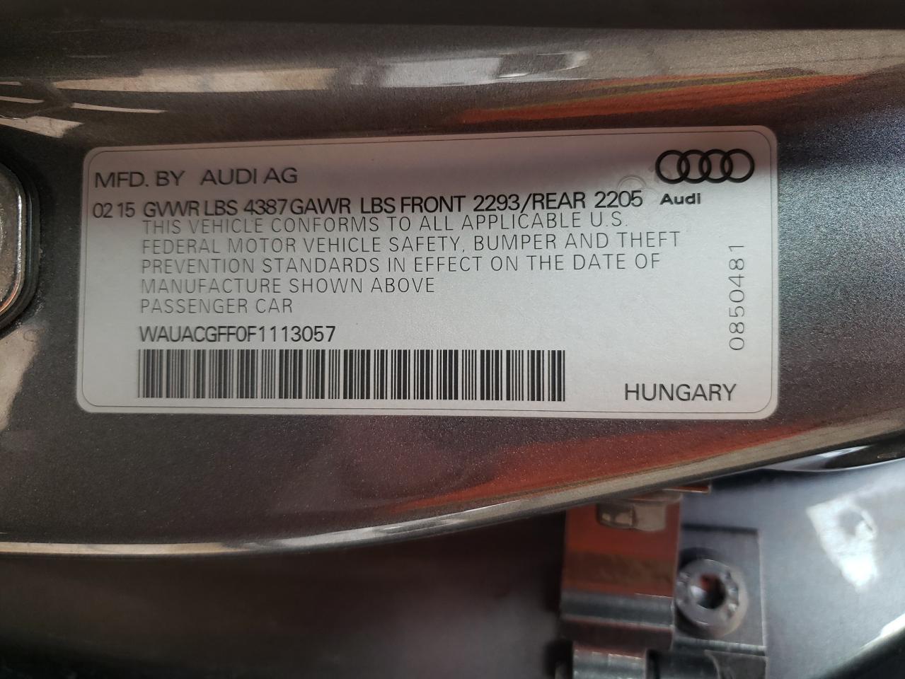 2015 Audi A3 Premium VIN: WAUACGFF0F1113057 Lot: 78228344