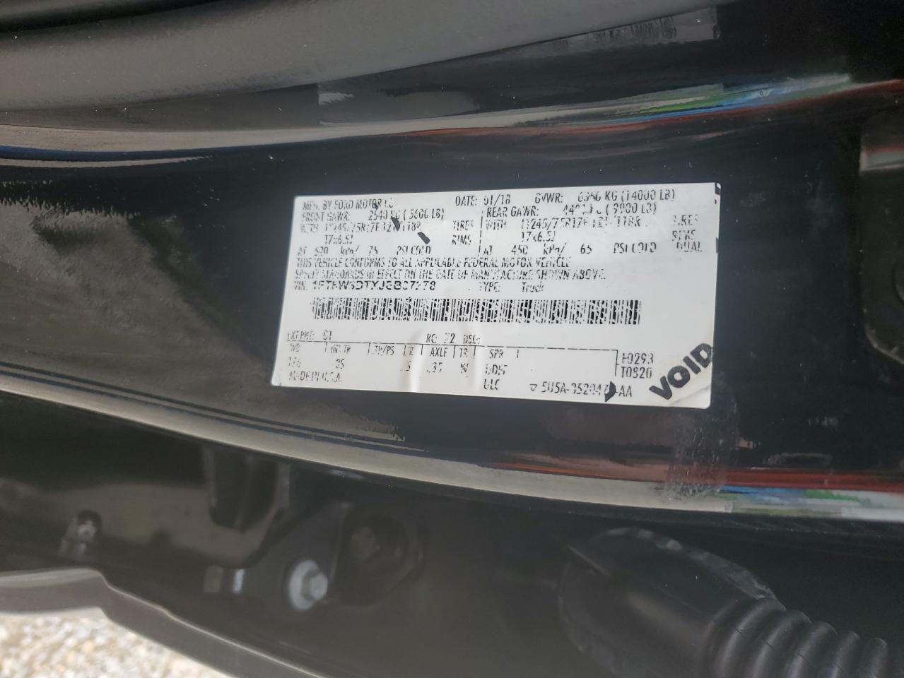 2018 Ford F350 Super Duty VIN: 1FT8W3DTXJEB37278 Lot: 61234154