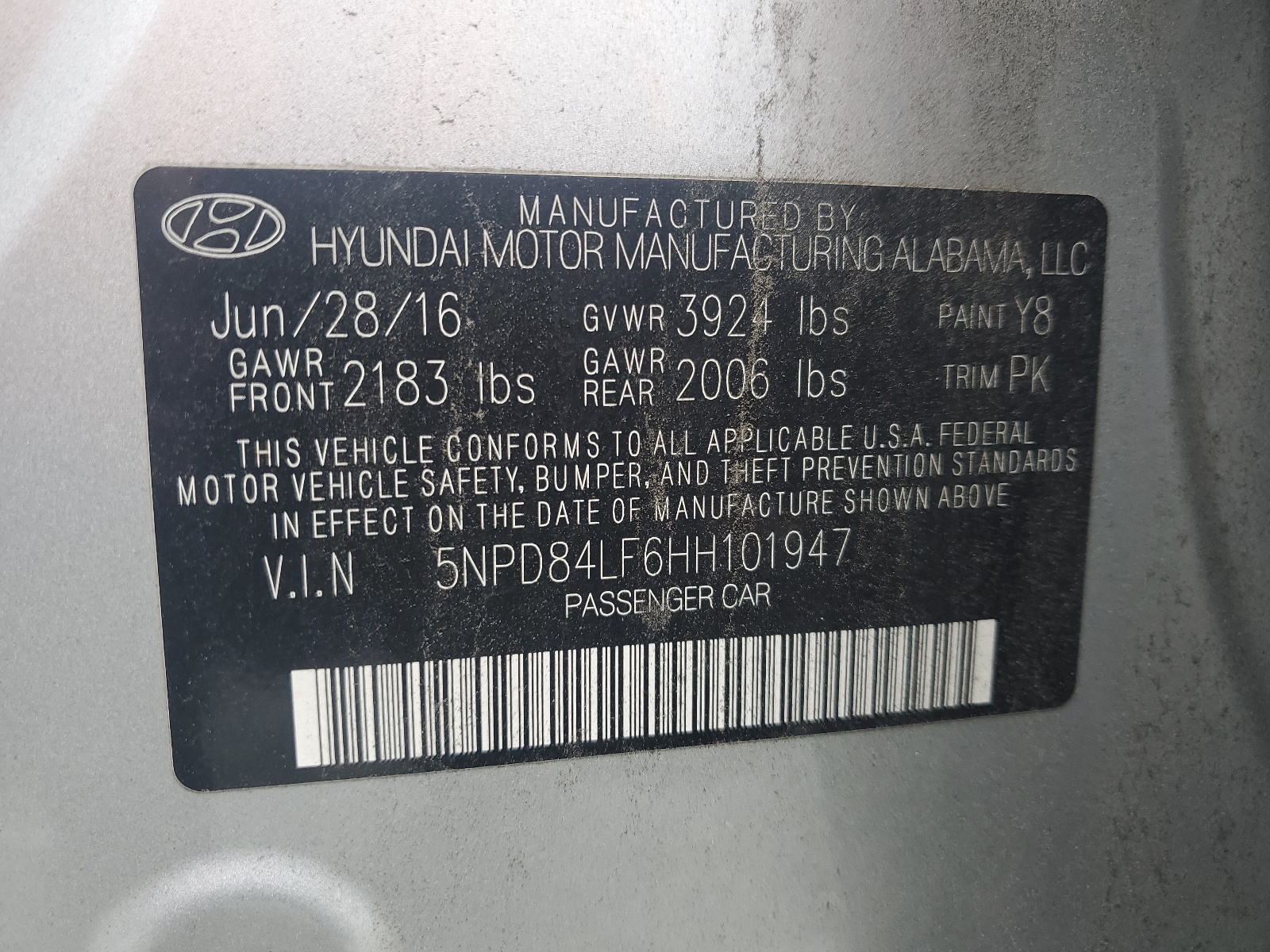 5NPD84LF6HH101947 2017 Hyundai Elantra Se