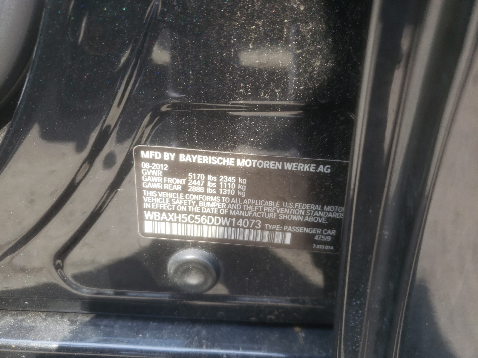 WBAXH5C56DDW14073 2013 BMW 528 Xi