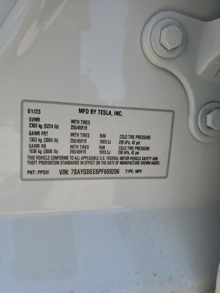 7SAYGDEE8PF669206 2023 Tesla Model Y