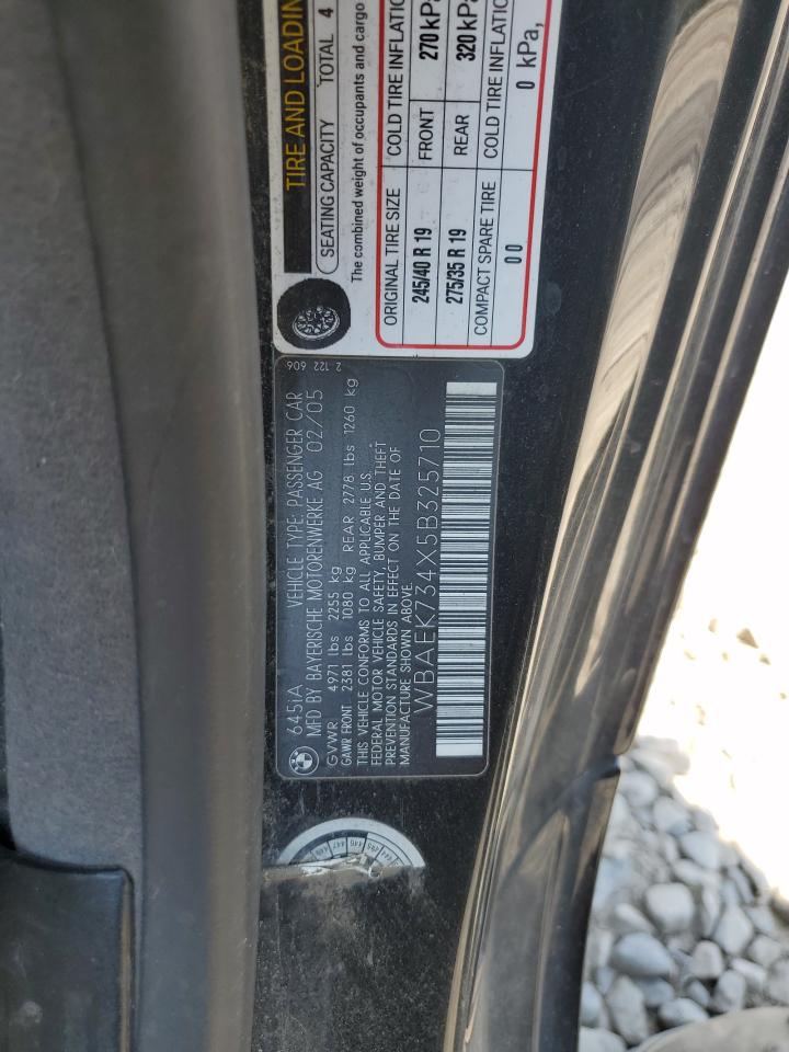 2005 BMW 645 Ci Automatic VIN: WBAEK734X5B325710 Lot: 64787034