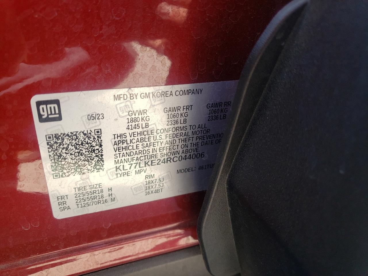 2024 Chevrolet Trax Activ VIN: KL77LKE24RC044006 Lot: 60941304