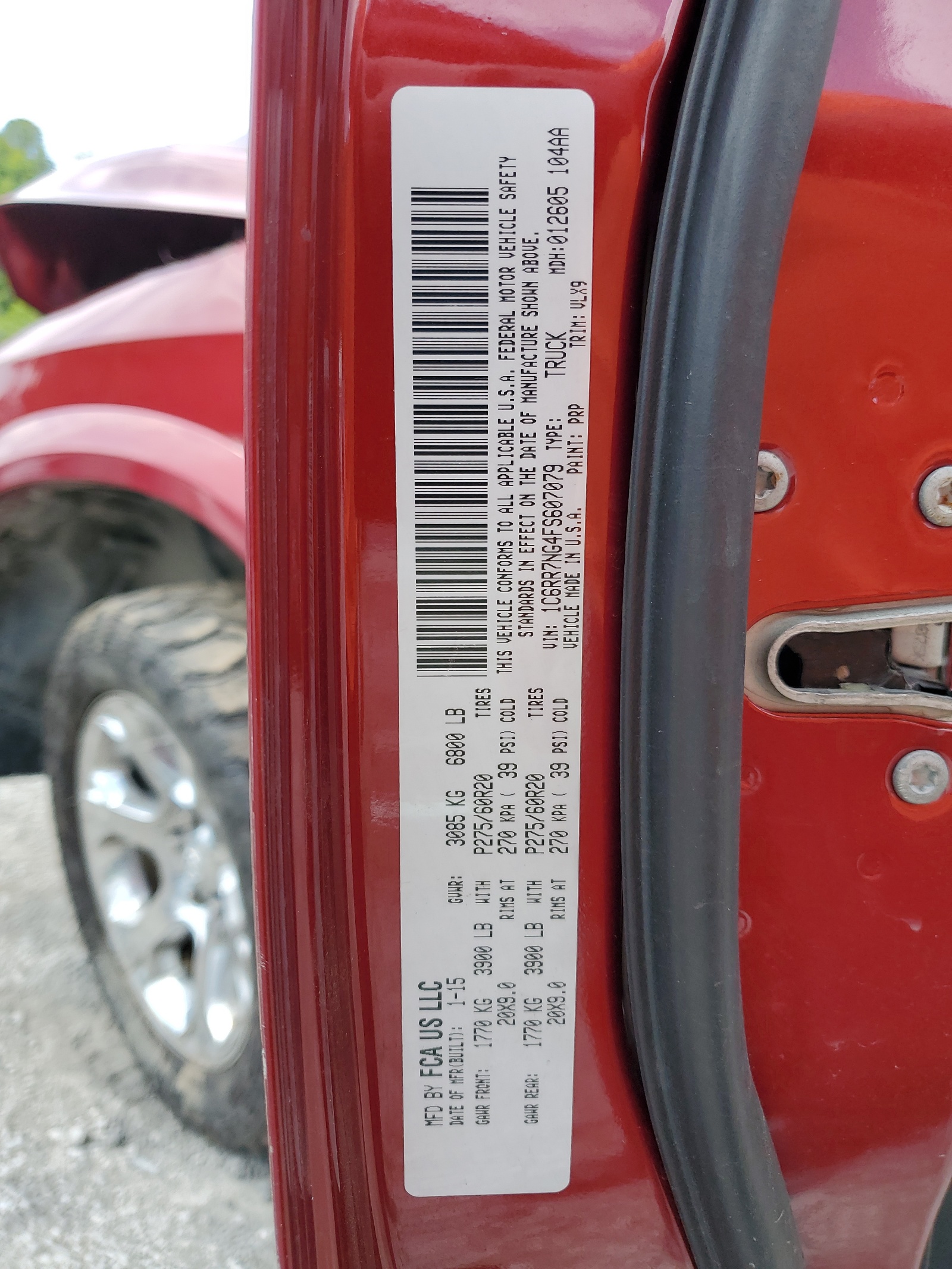 1C6RR7NG4FS607079 2015 Ram 1500 Laramie