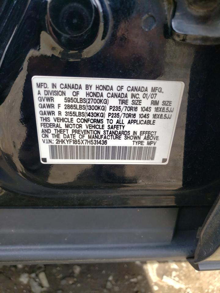 2007 Honda Pilot Exl VIN: 2HKYF185X7H531436 Lot: 65328804